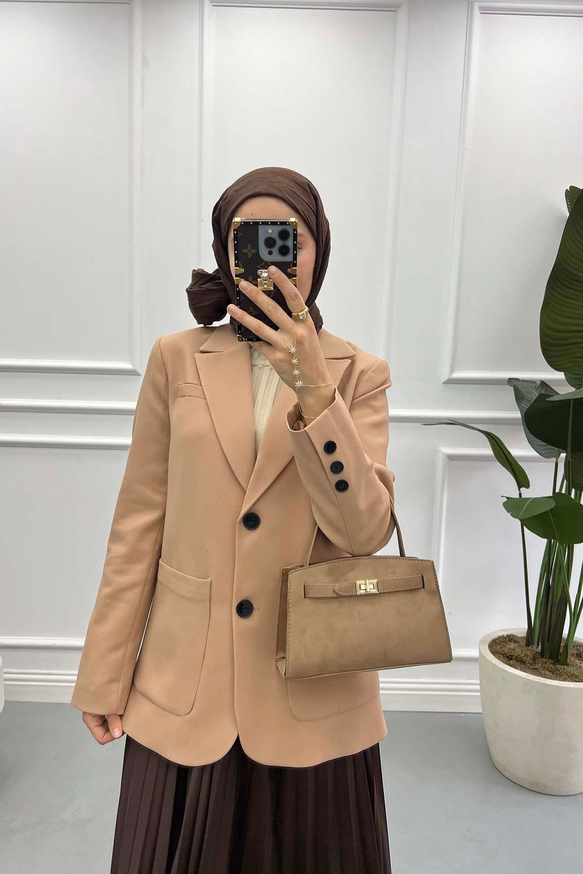 Cepli Blazer Ceket Bej