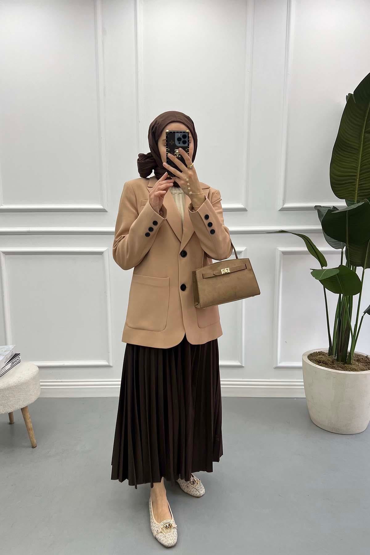 Cepli Blazer Ceket Bej