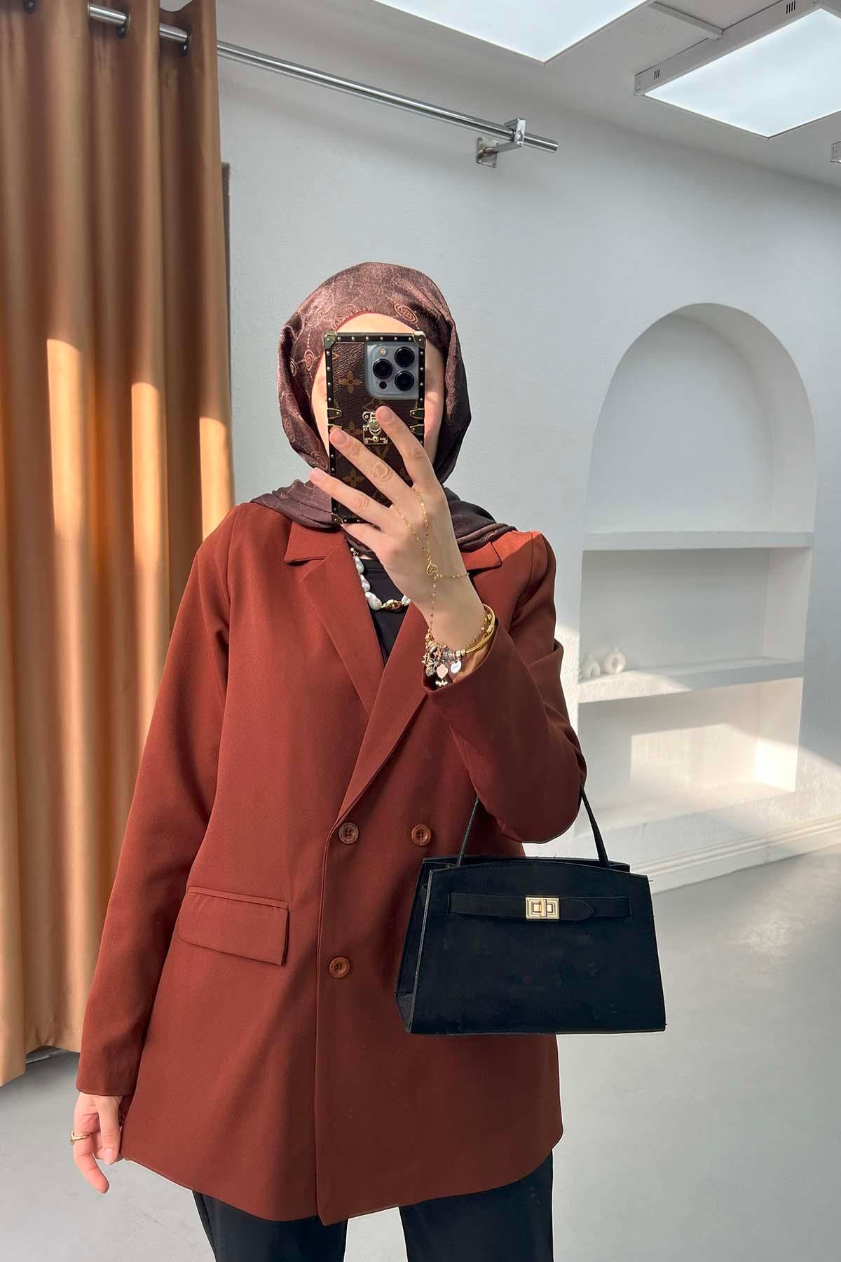 Cepli Blazer Ceket Kahve