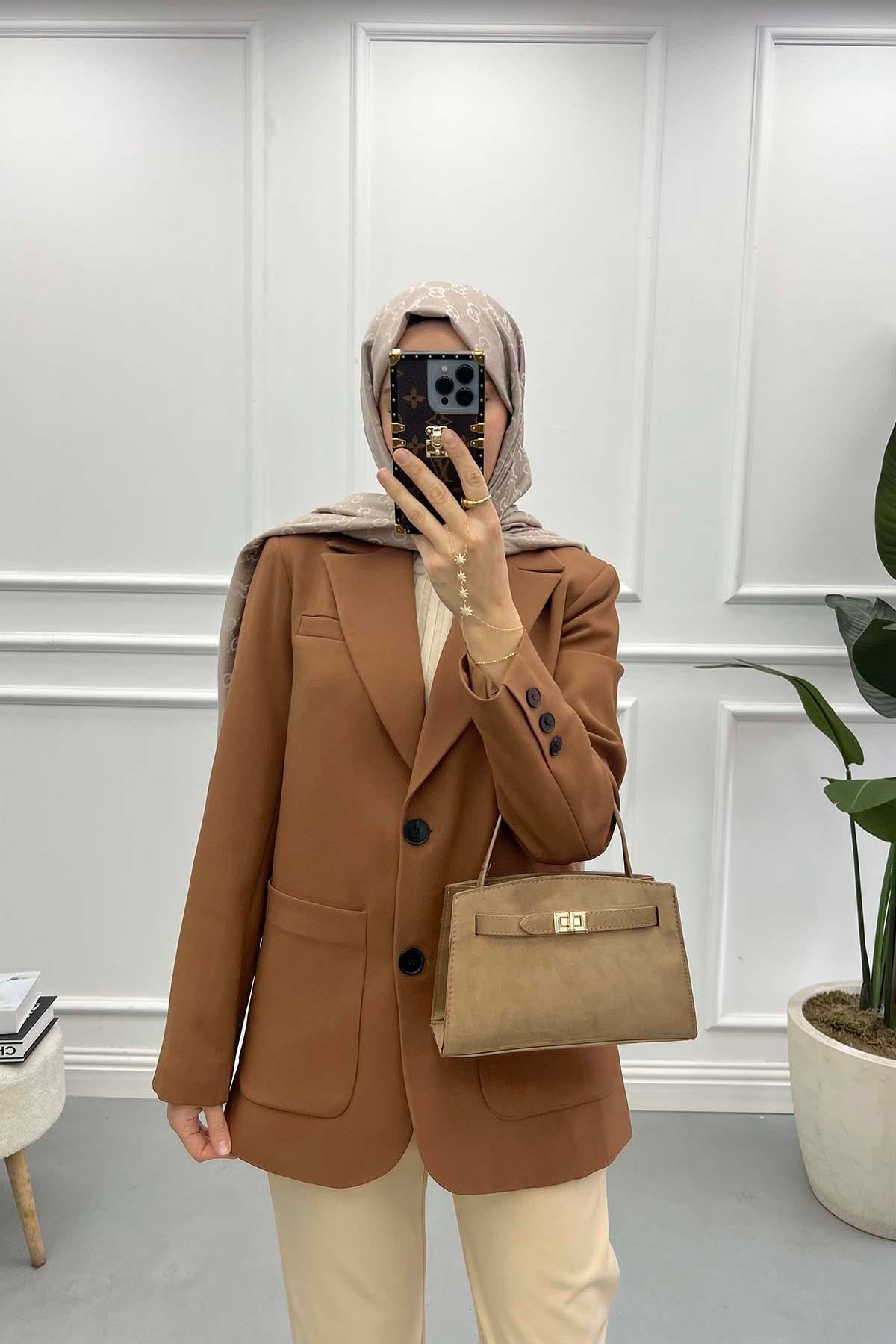 Cepli Blazer Ceket Kahve