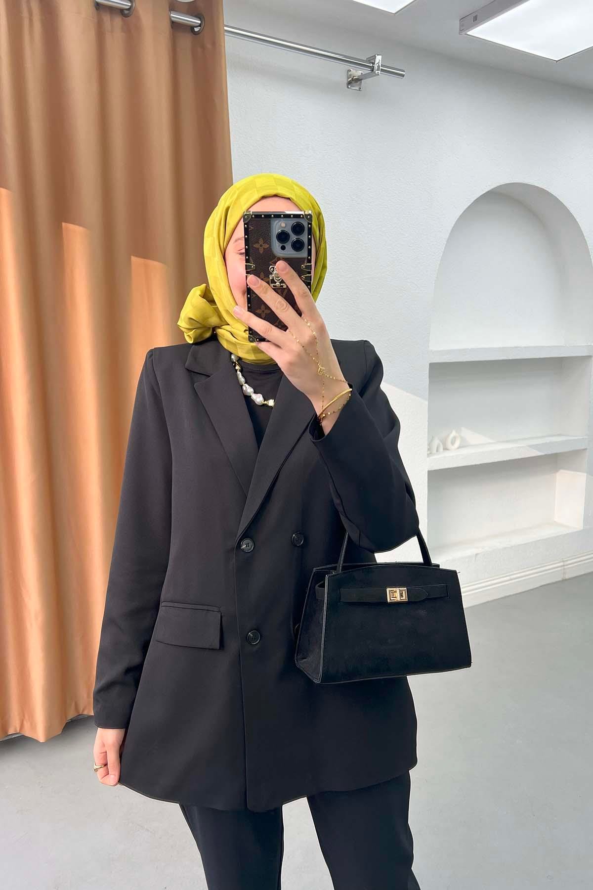 Cepli Blazer Ceket Siyah