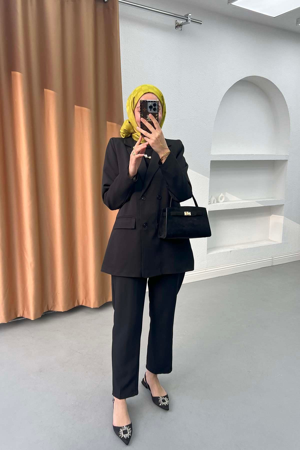 Cepli Blazer Ceket Siyah