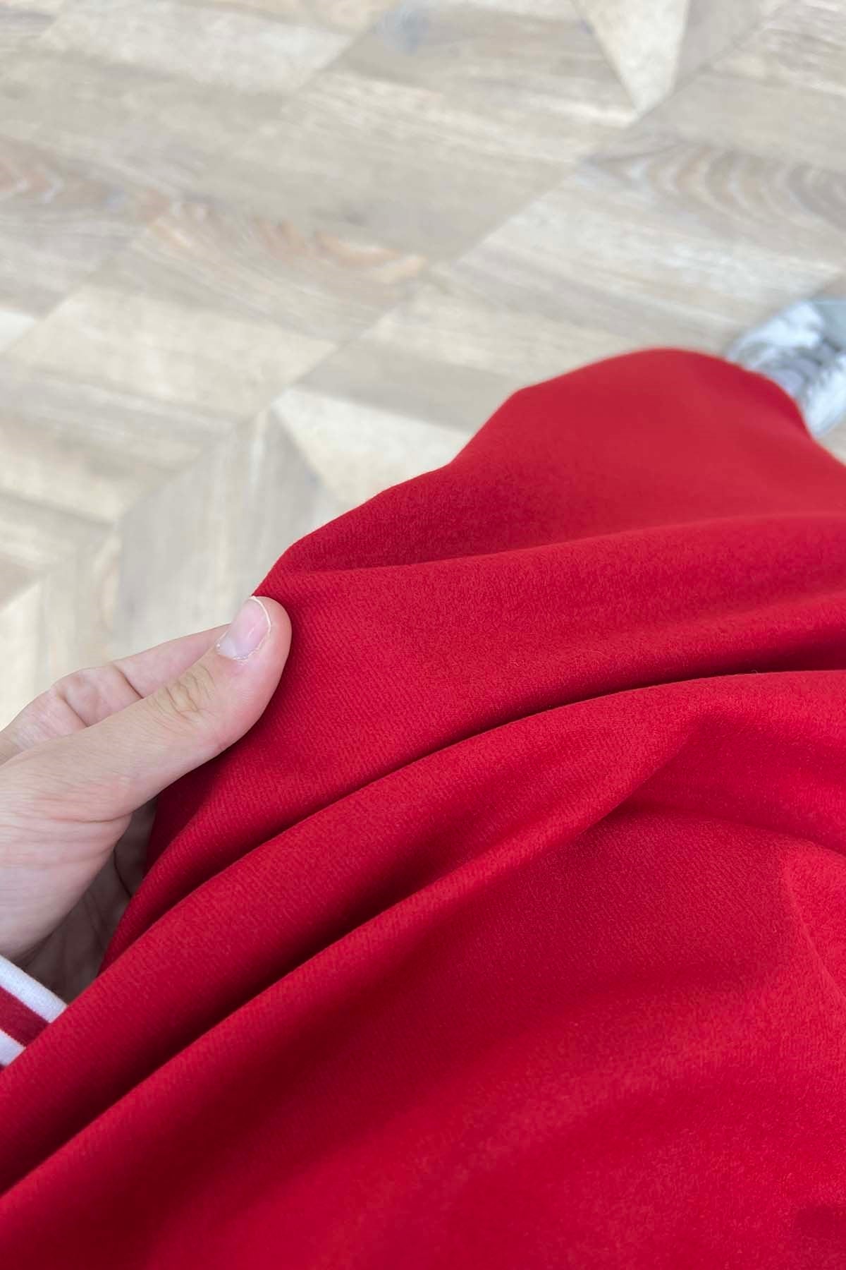 Cepli İnce Kaşe Eşofman Pantalon Kırmızı