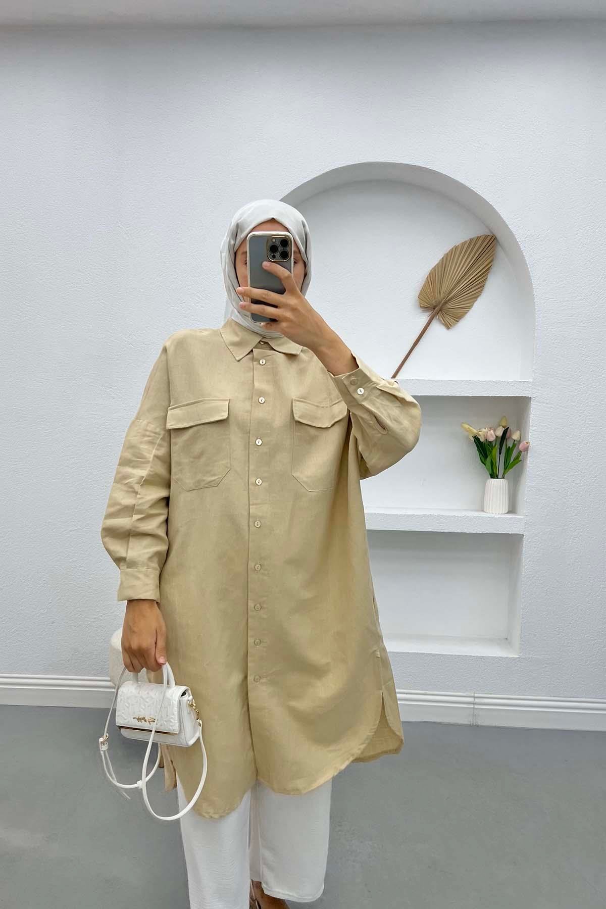 Cepli Keten Tunik Bej
