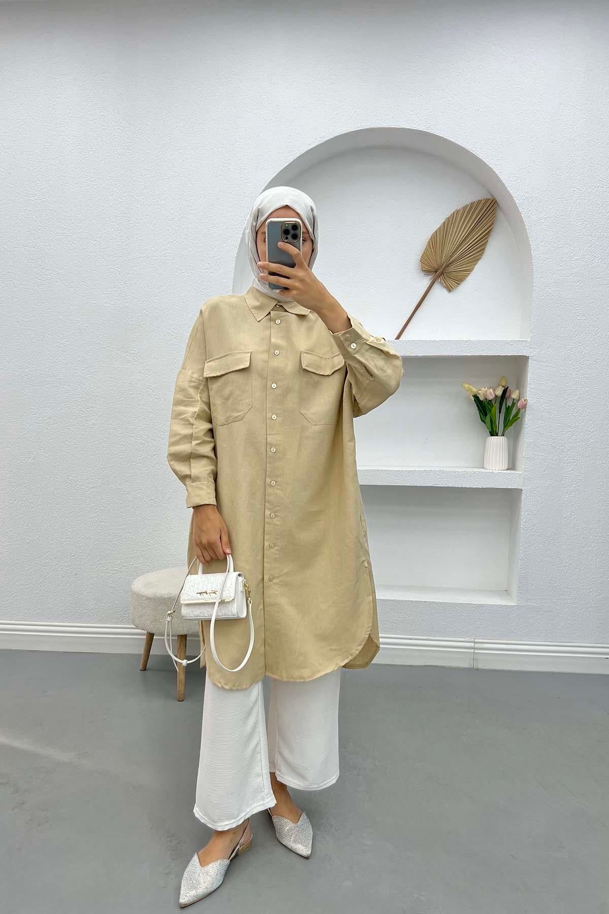 Cepli Keten Tunik Bej