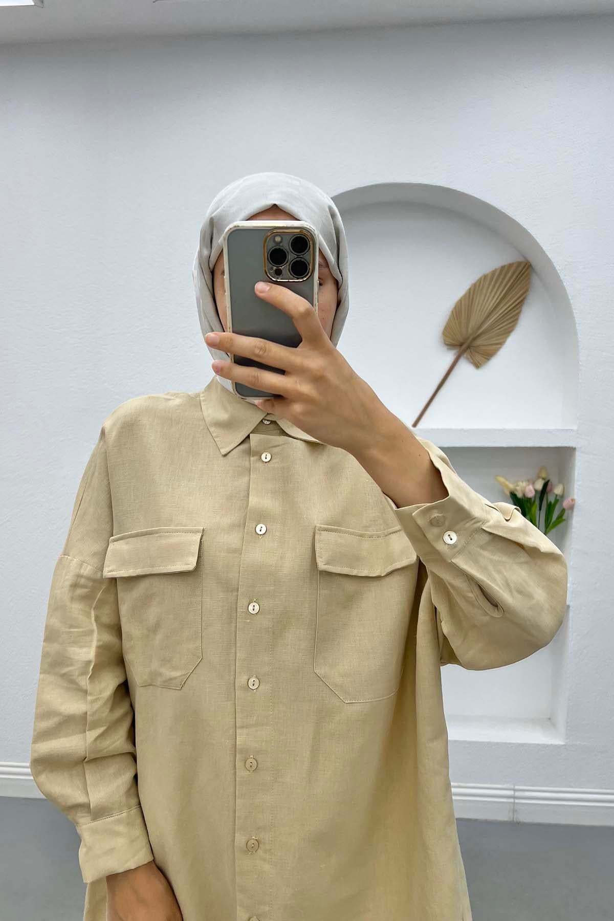Cepli Keten Tunik Bej