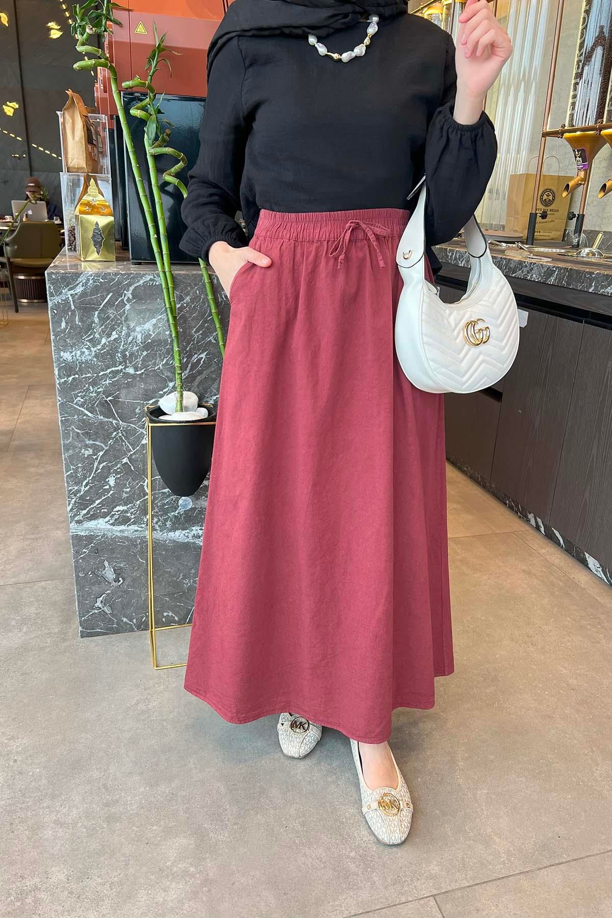 Cepli Kloş Etek Bordo
