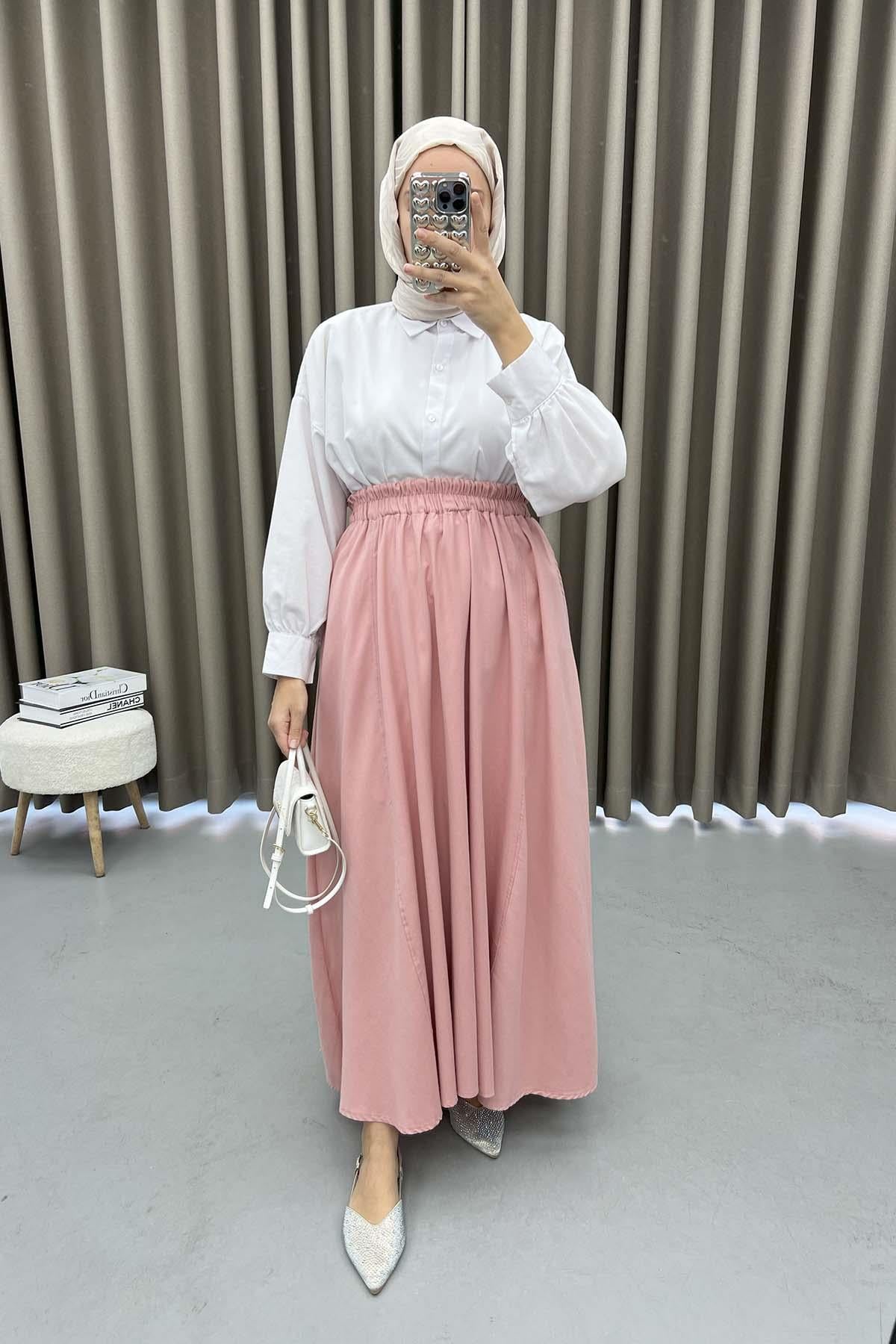 Cepli Kloş Etek Pembe