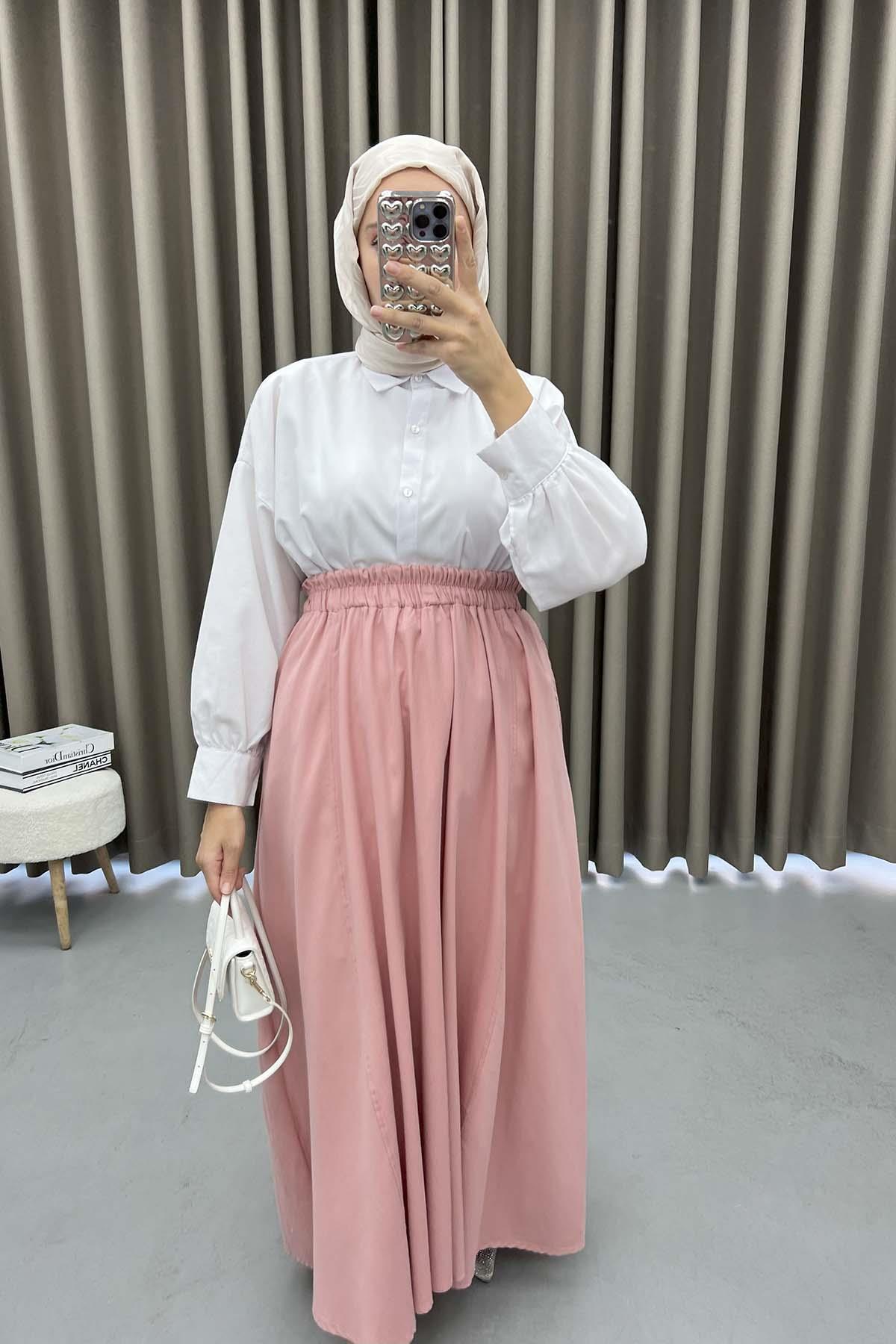 Cepli Kloş Etek Pembe