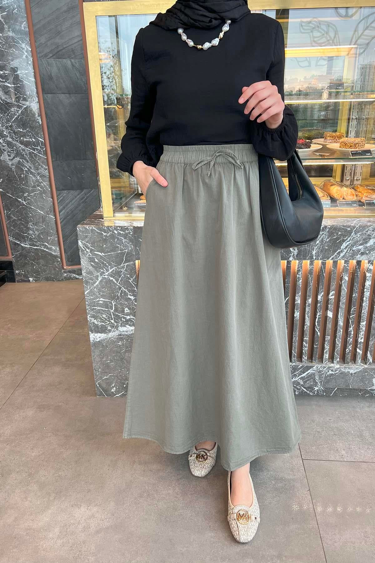 Cepli Kloş Etek Soft Yeşil