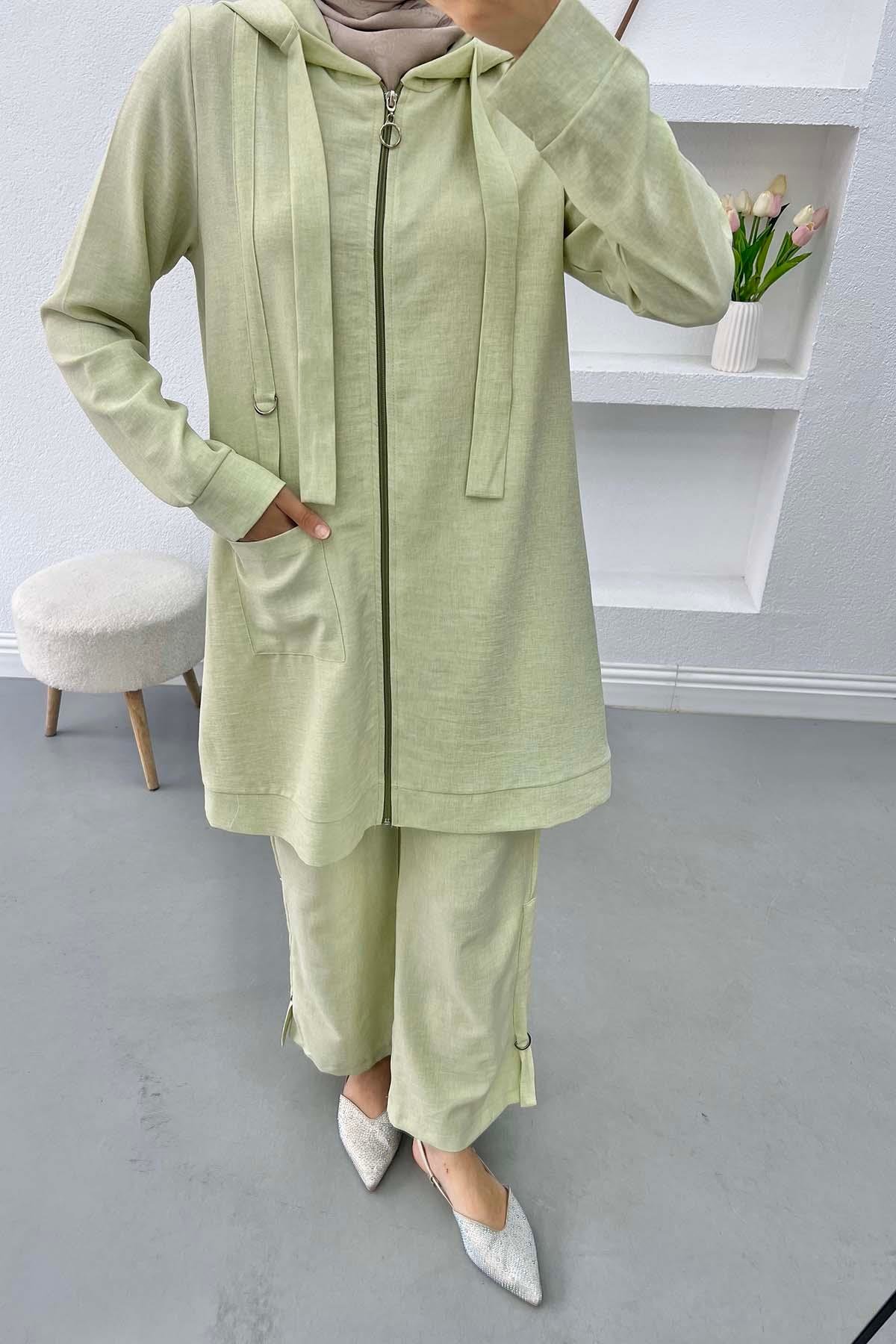 Cepli Tunik Takım Mint Yeşili