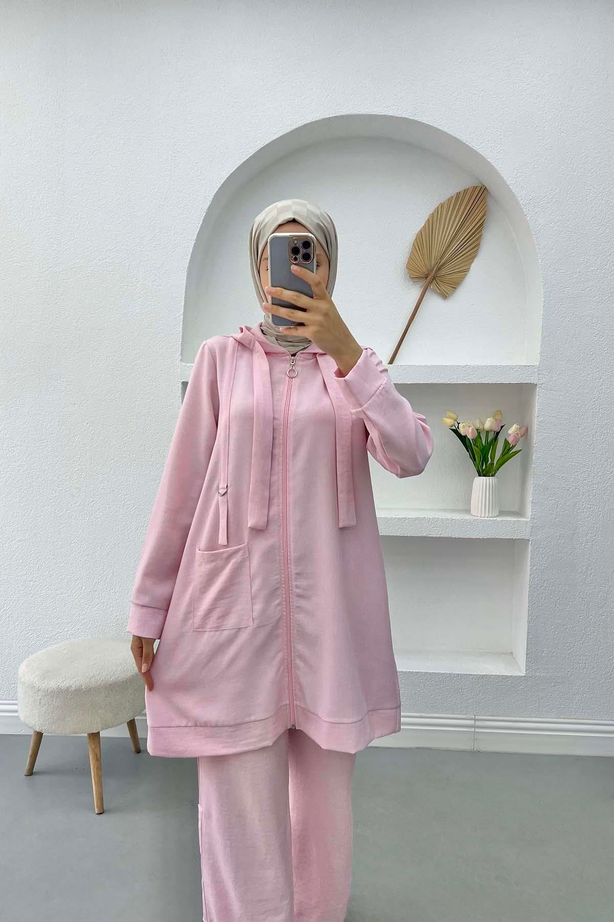 Cepli Tunik Takım Pembe