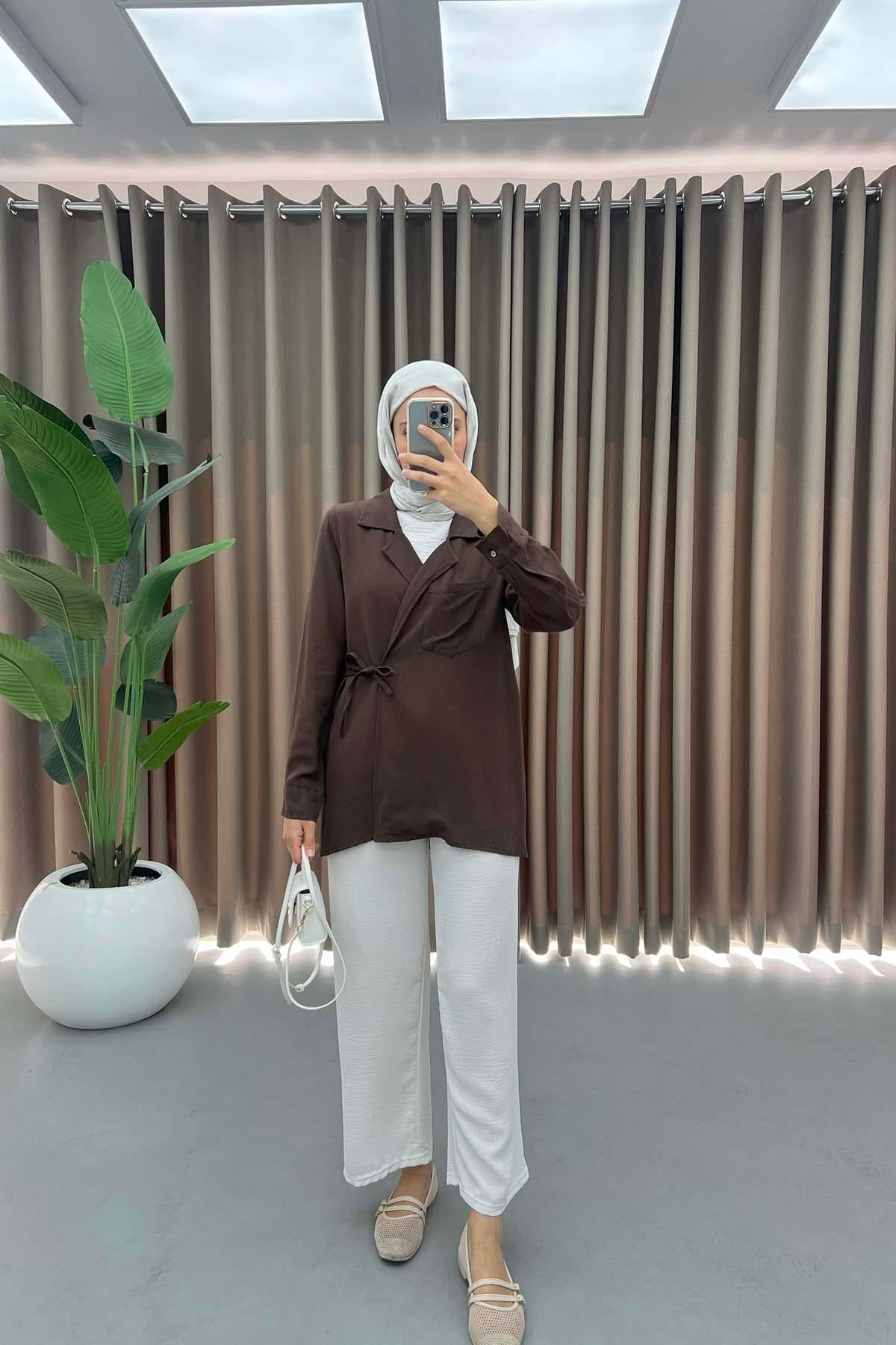 Cepli Viral Kimono Acı Kahve