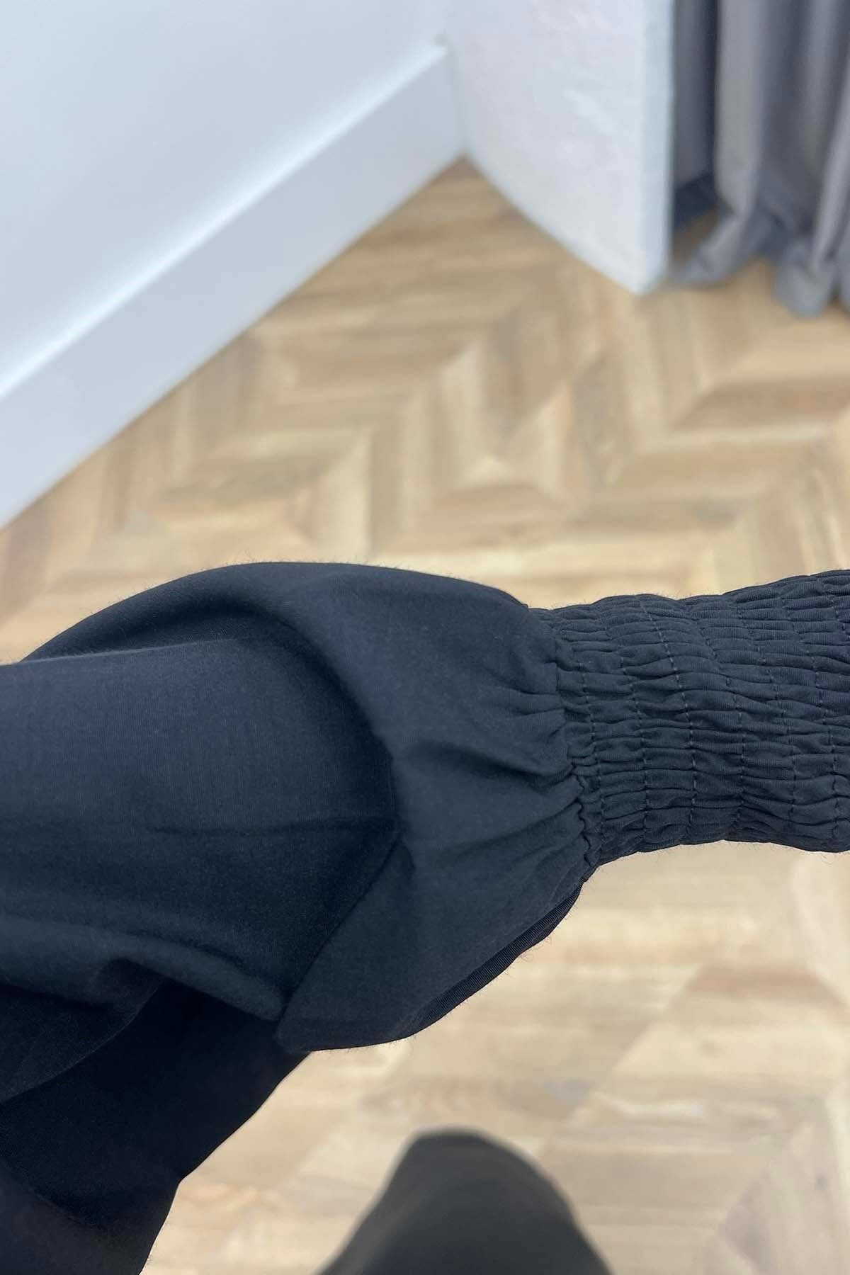 Çiçek Nakışlı Bebe Yaka Vintage Elbise Siyah