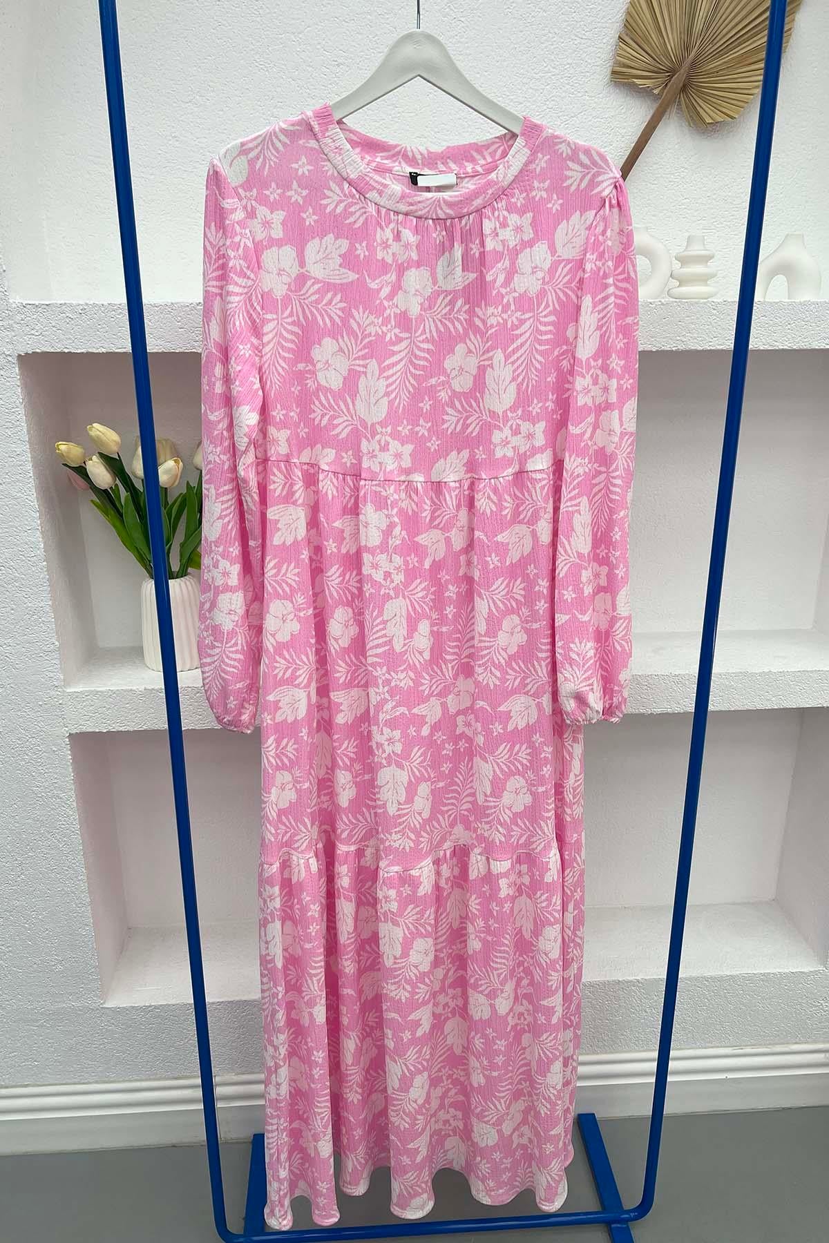 Çiçekli Elbise Pembe