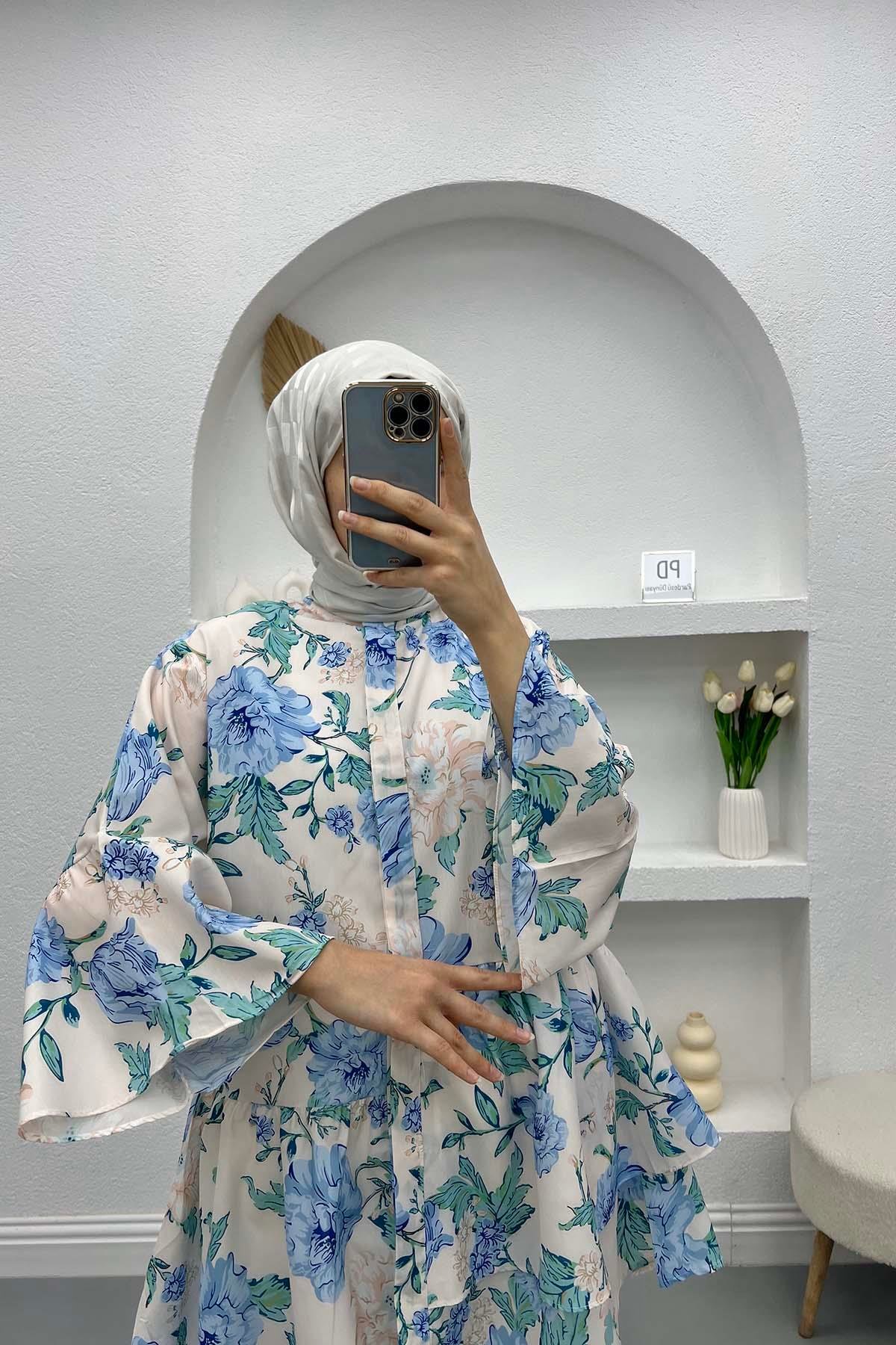 Çiçekli Tunik Krem