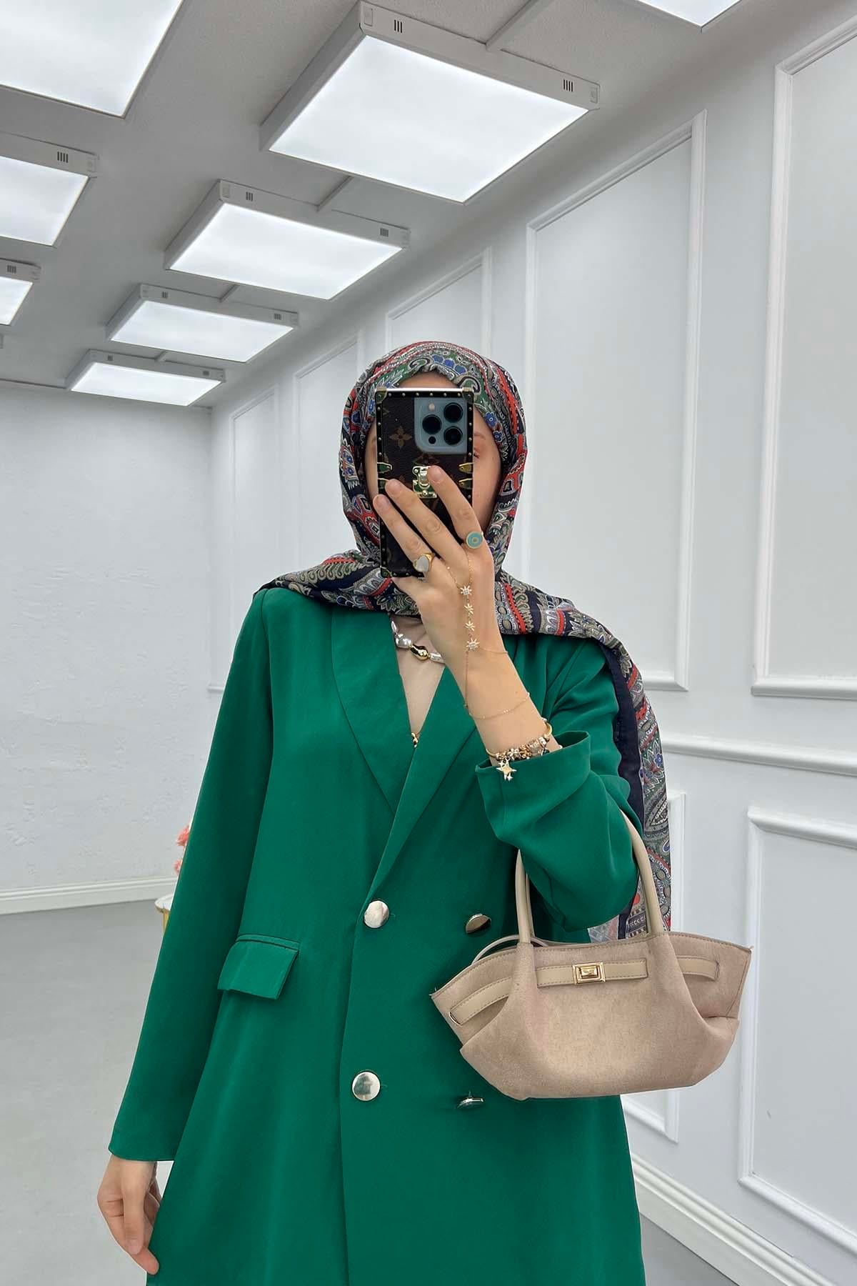 Çift Düğmeli Astarsız Ceket Benetton Yeşil