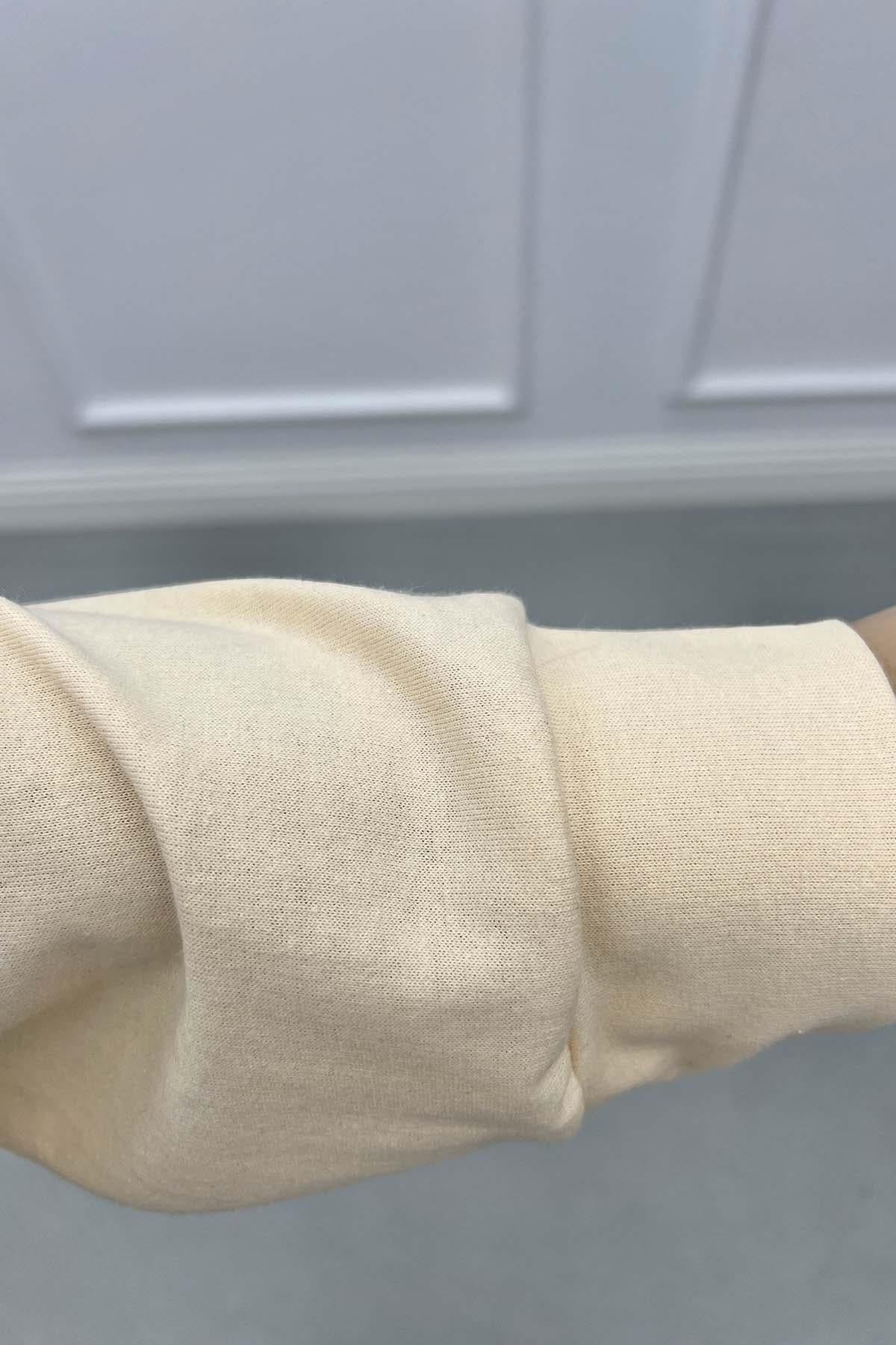 Çift Renkli Yazılı Sweatshirt Gri