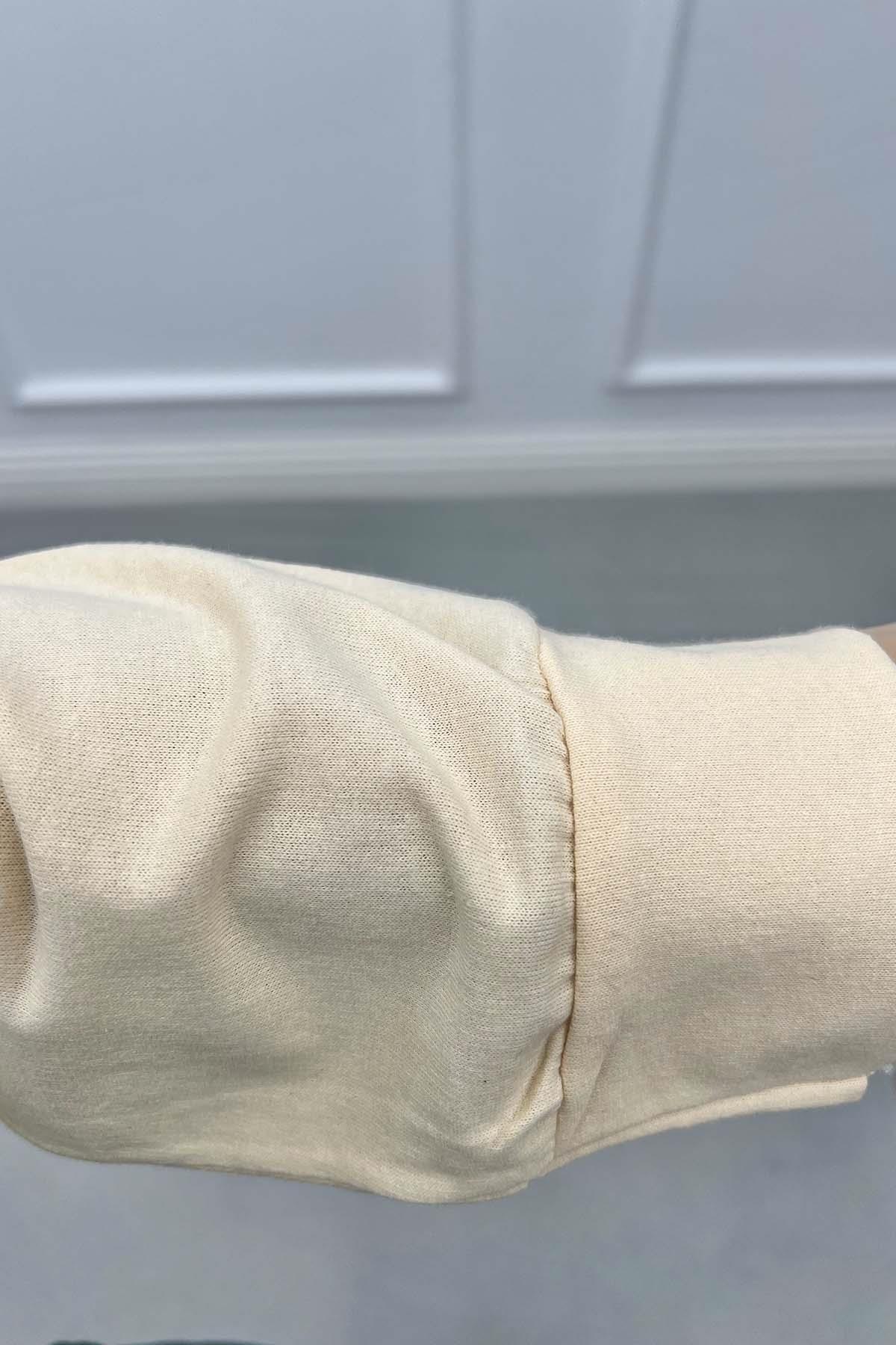 Çift Renkli Yazılı Sweatshirt Yeşil