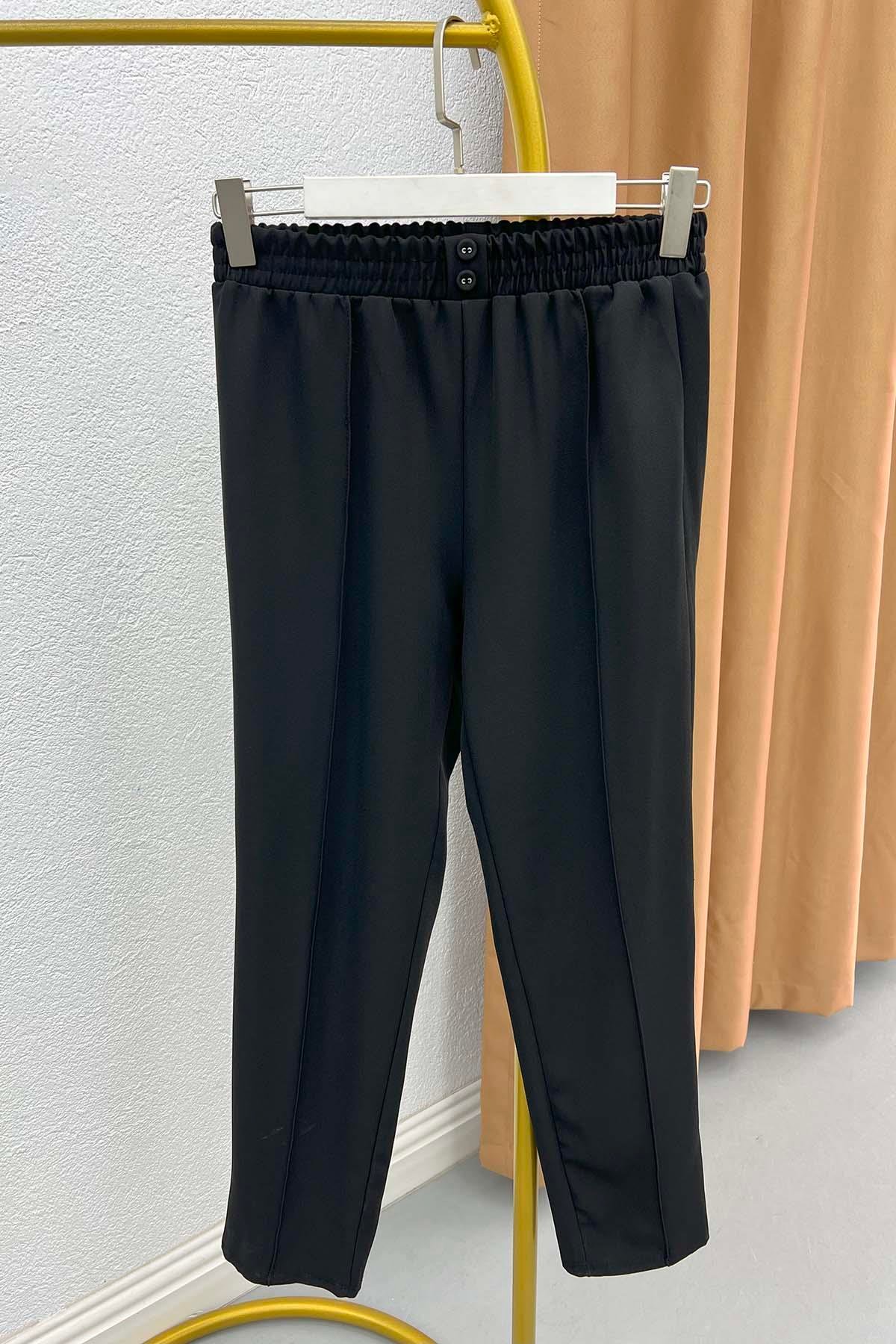 Çımalı Kumaş Pantolon Siyah