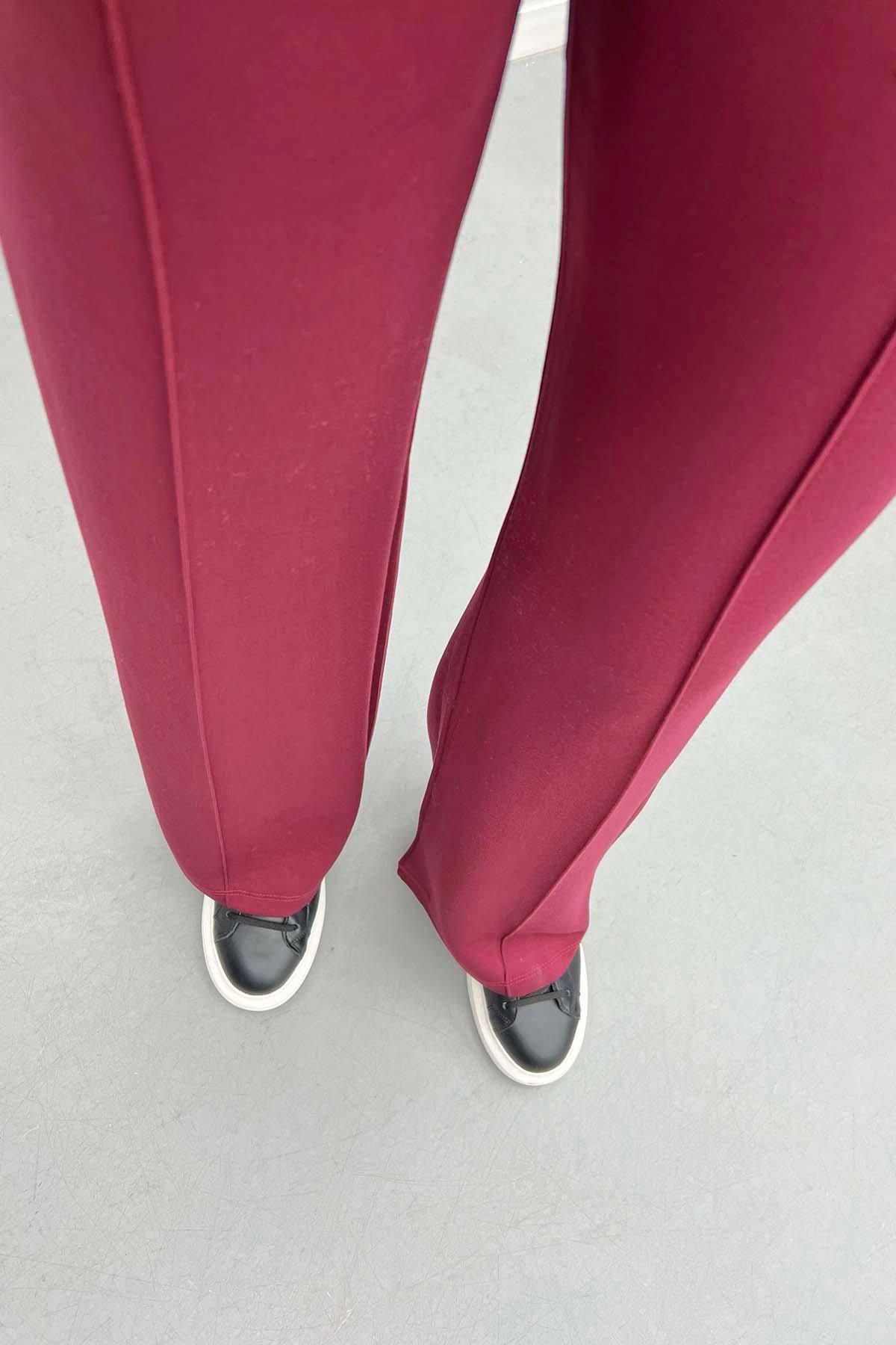 Çımalı Pantolon Bordo