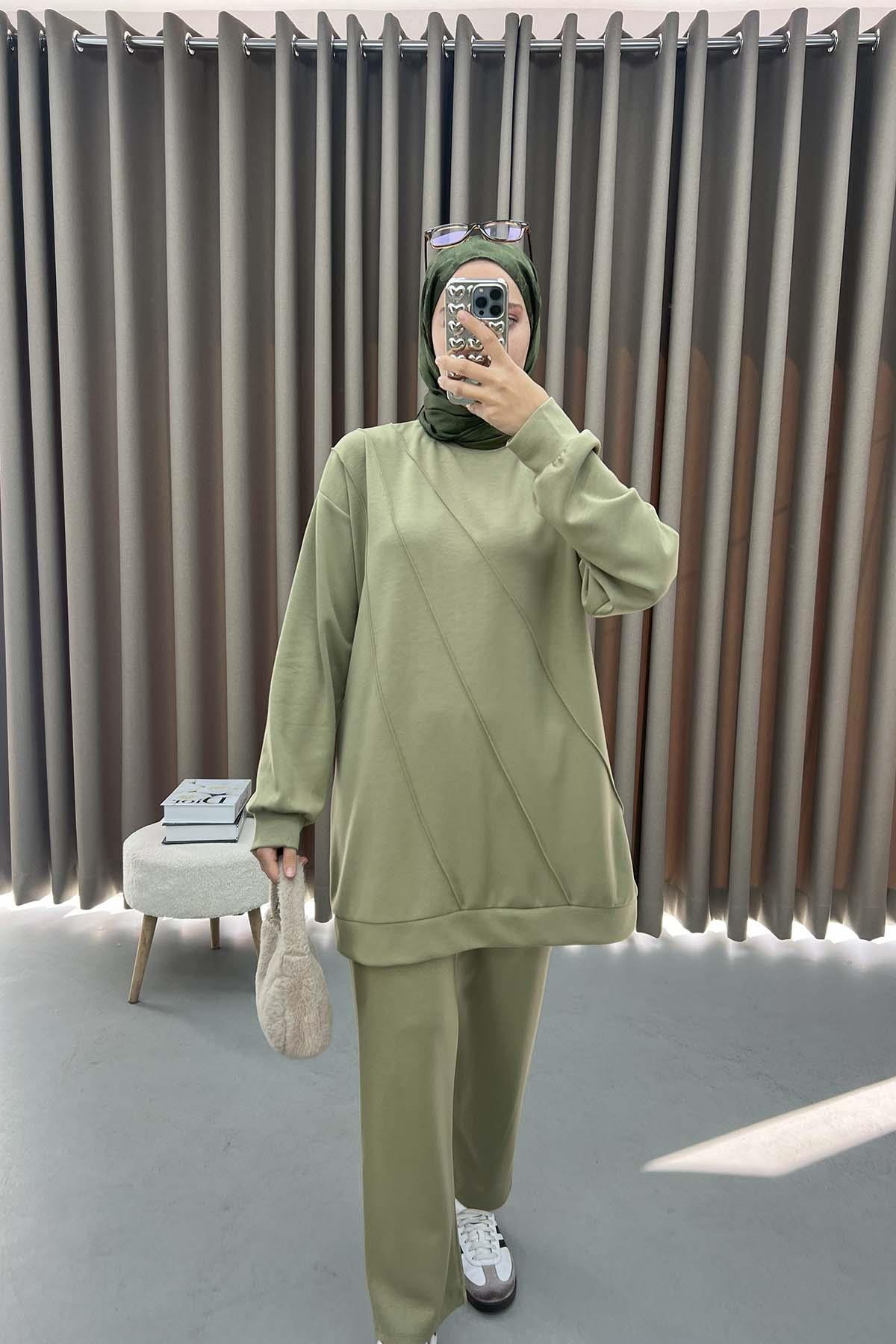 Çımalı Tunik Takım Soft Yeşil