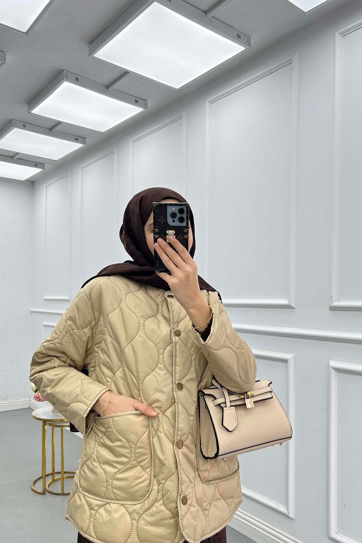 Çıt Çıtlı Kapitone Ceket Bej