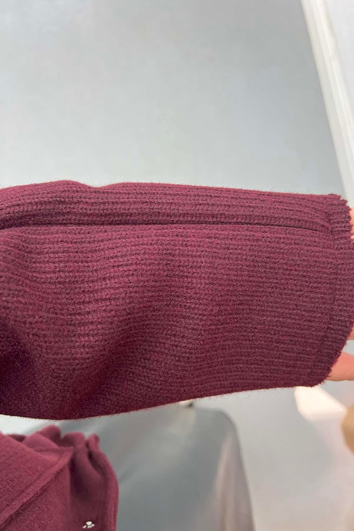 Çıtçıtlı Bomber Ceket Bordo