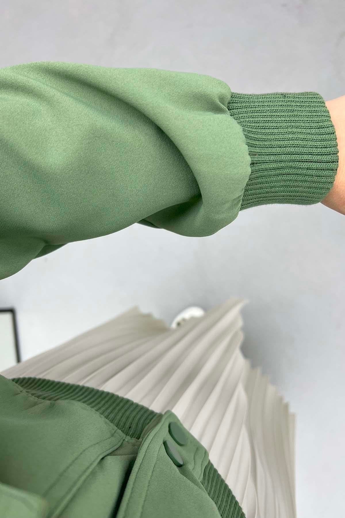 Çıtçıtlı Bomber Ceket Haki
