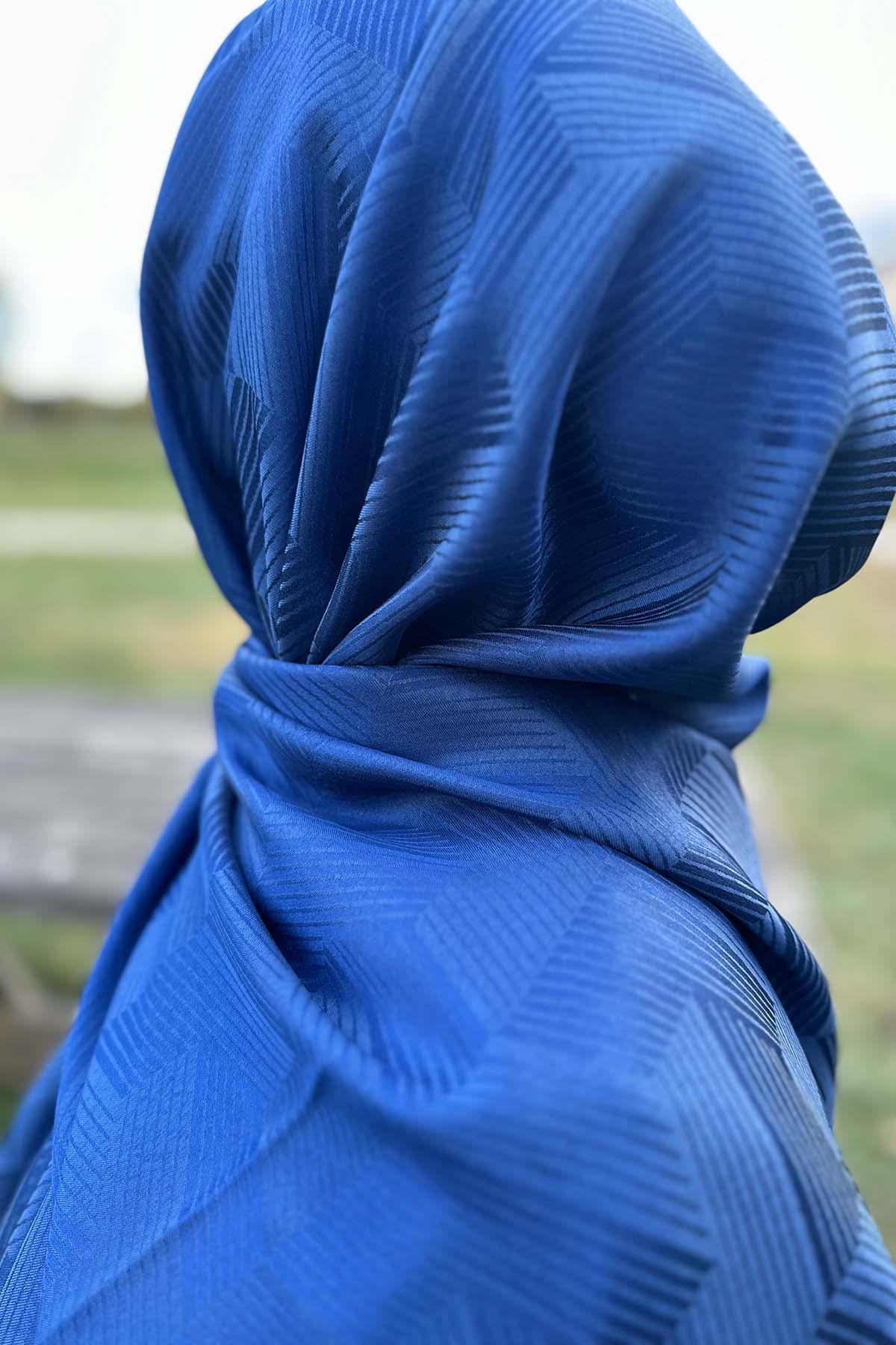 Çizgi Detaylı Şal İndigo