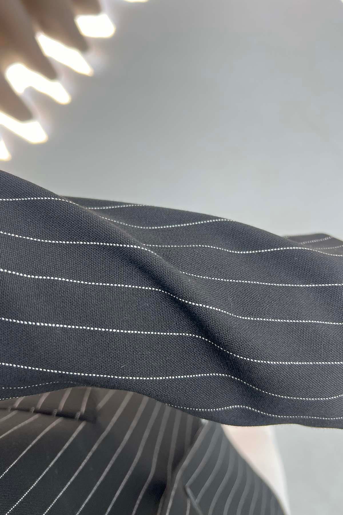 Çizgili Blazer Ceket Siyah