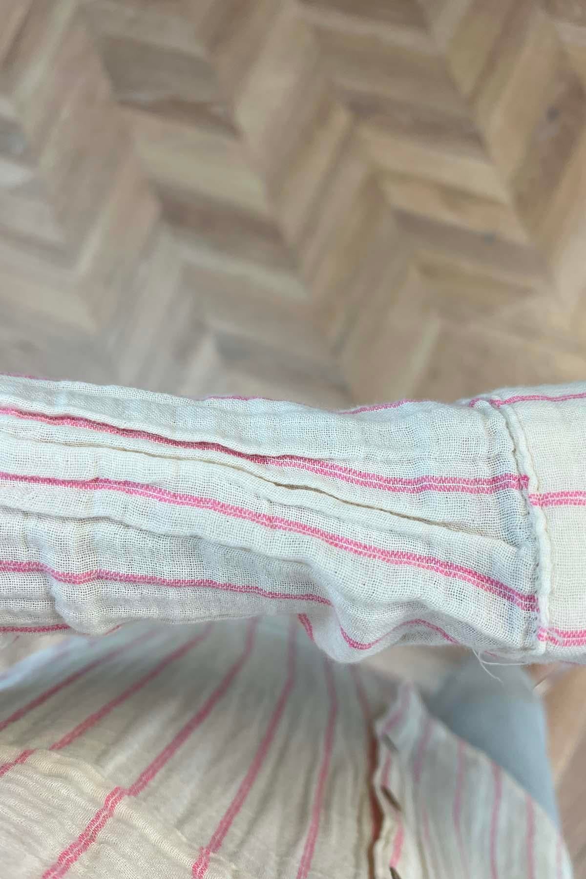 Çizgili Müslin Gömlek Pembe