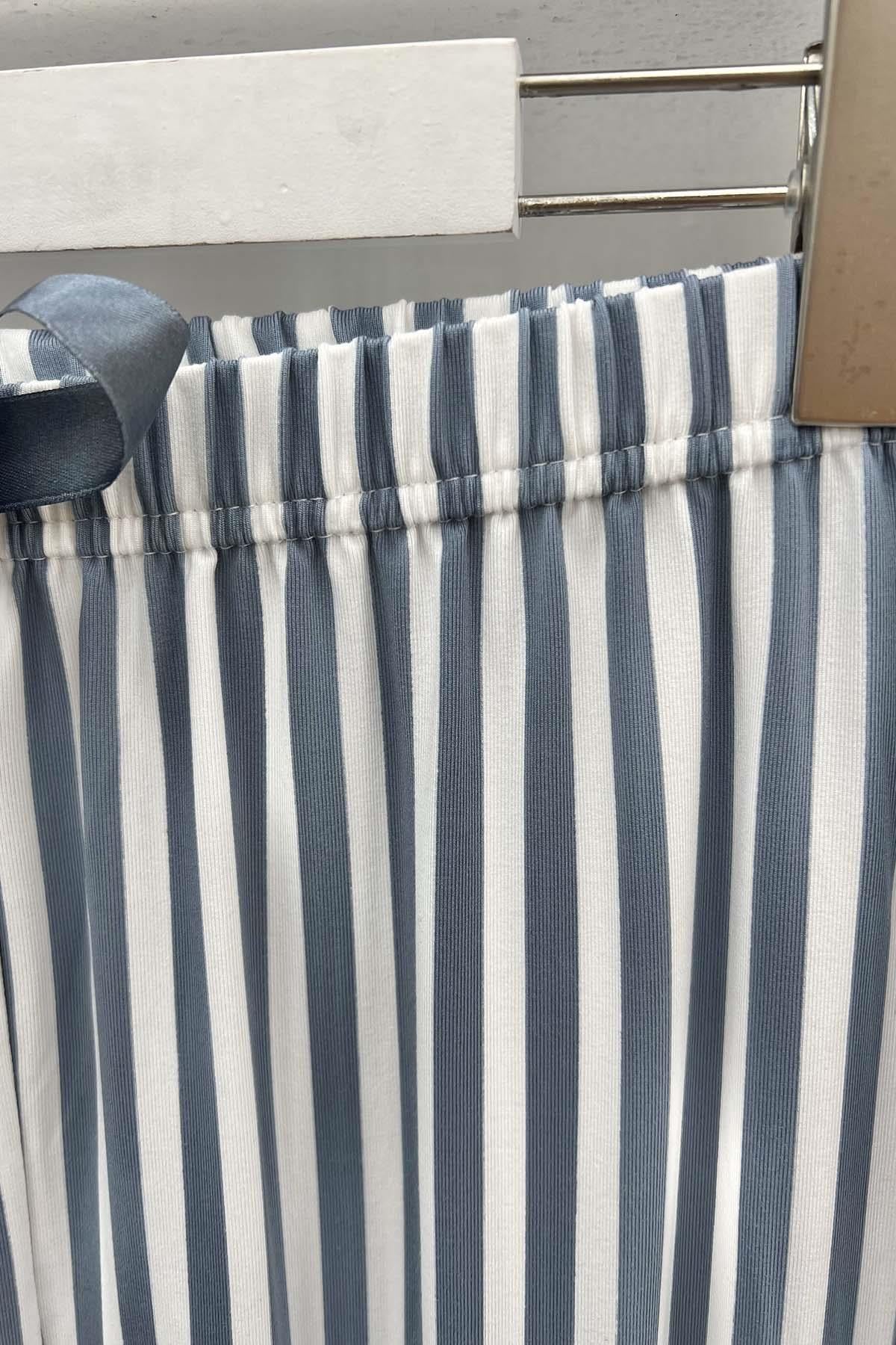 Çizgili Pijama Altı Gri