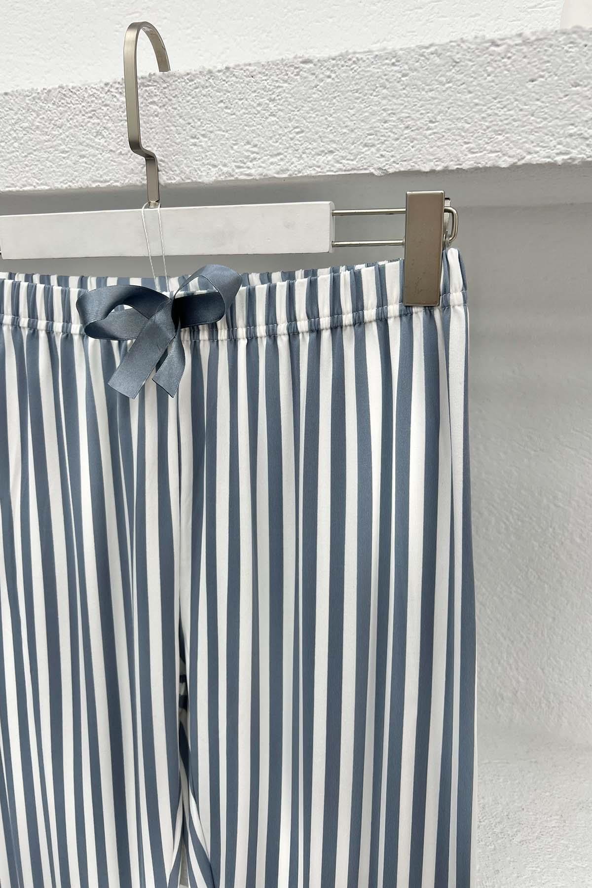 Çizgili Pijama Altı Gri