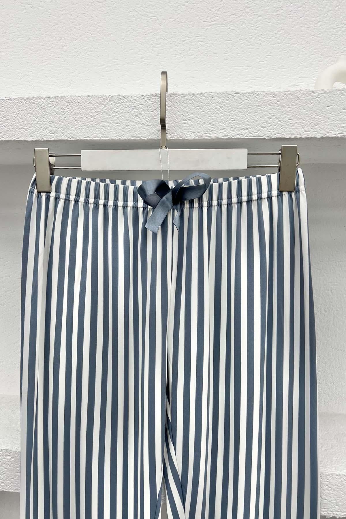 Çizgili Pijama Altı Gri