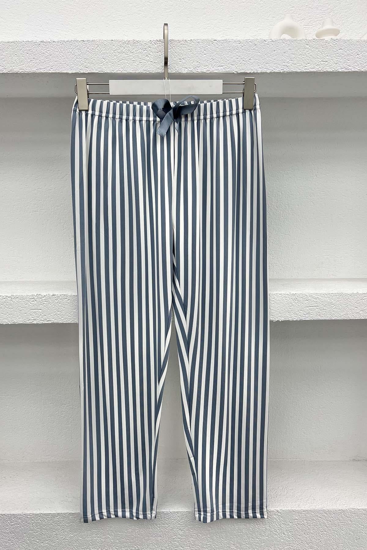 Çizgili Pijama Altı Gri