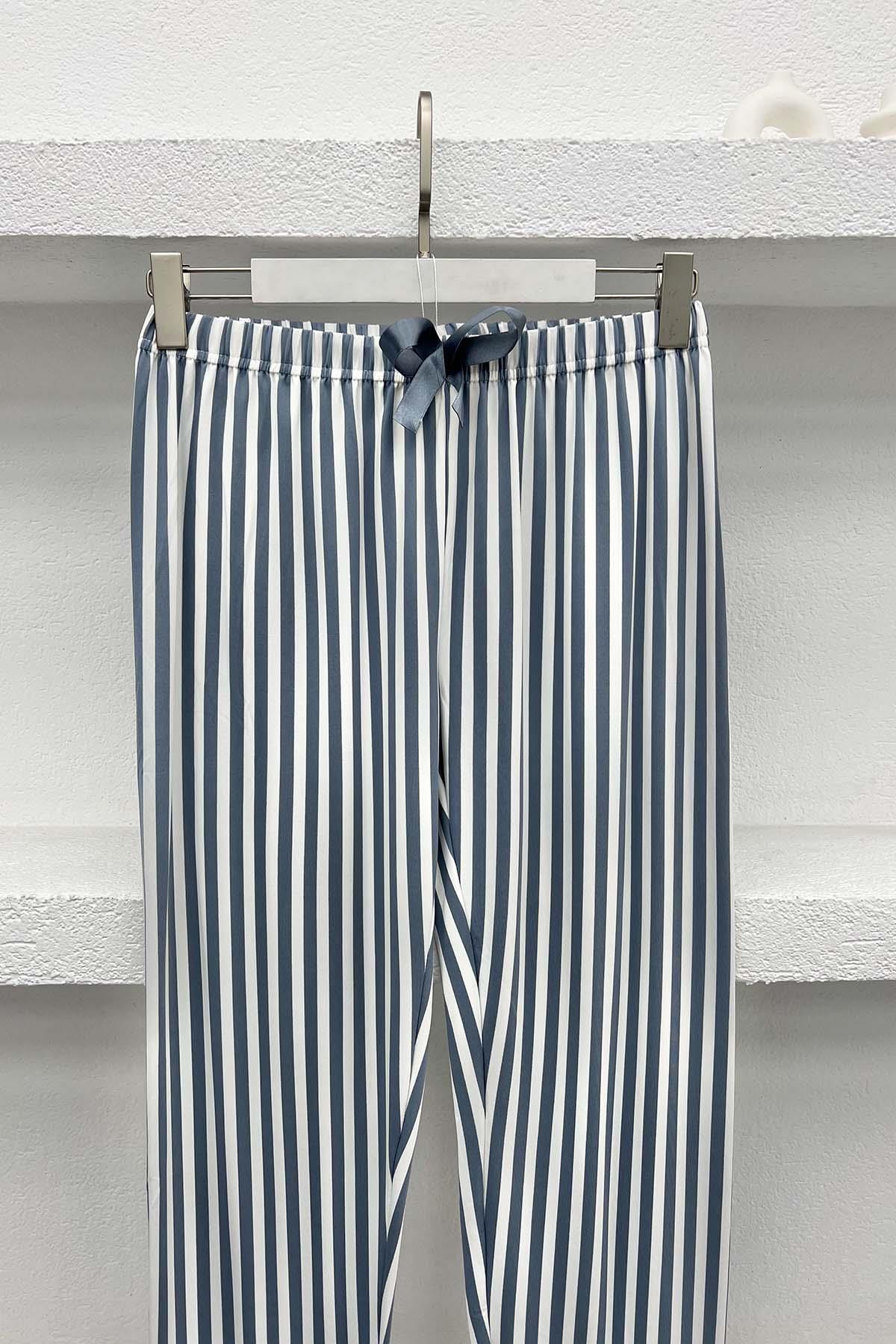 Çizgili Pijama Altı Gri