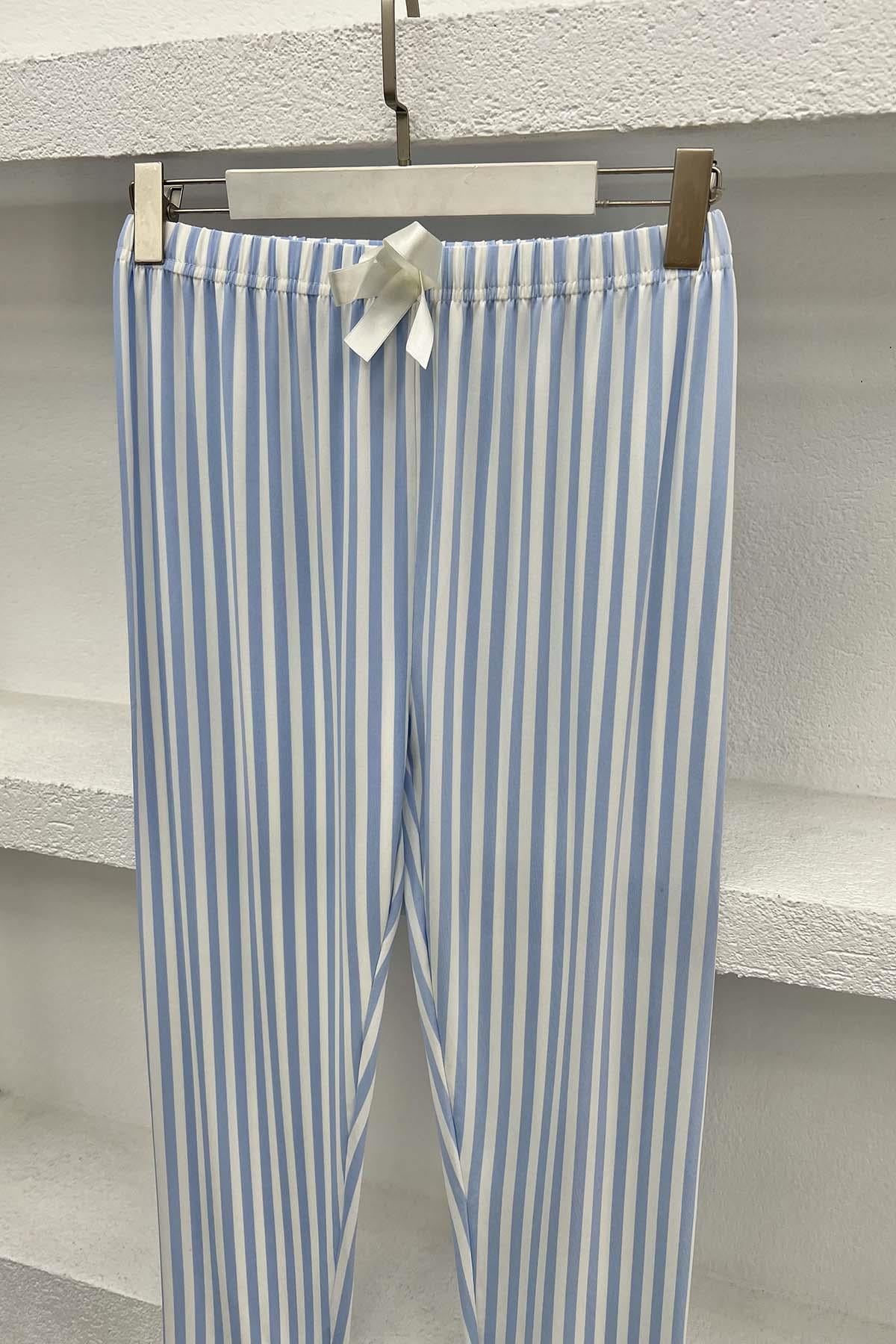 Çizgili Pijama Altı Mavi