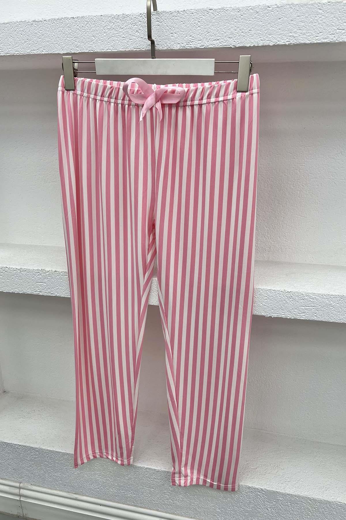 Çizgili Pijama Altı Pembe