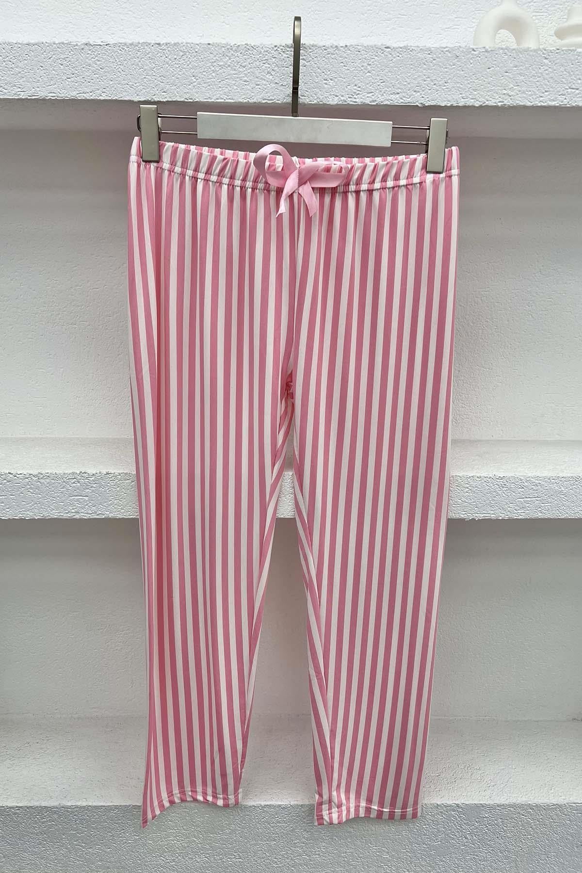 Çizgili Pijama Altı Pembe