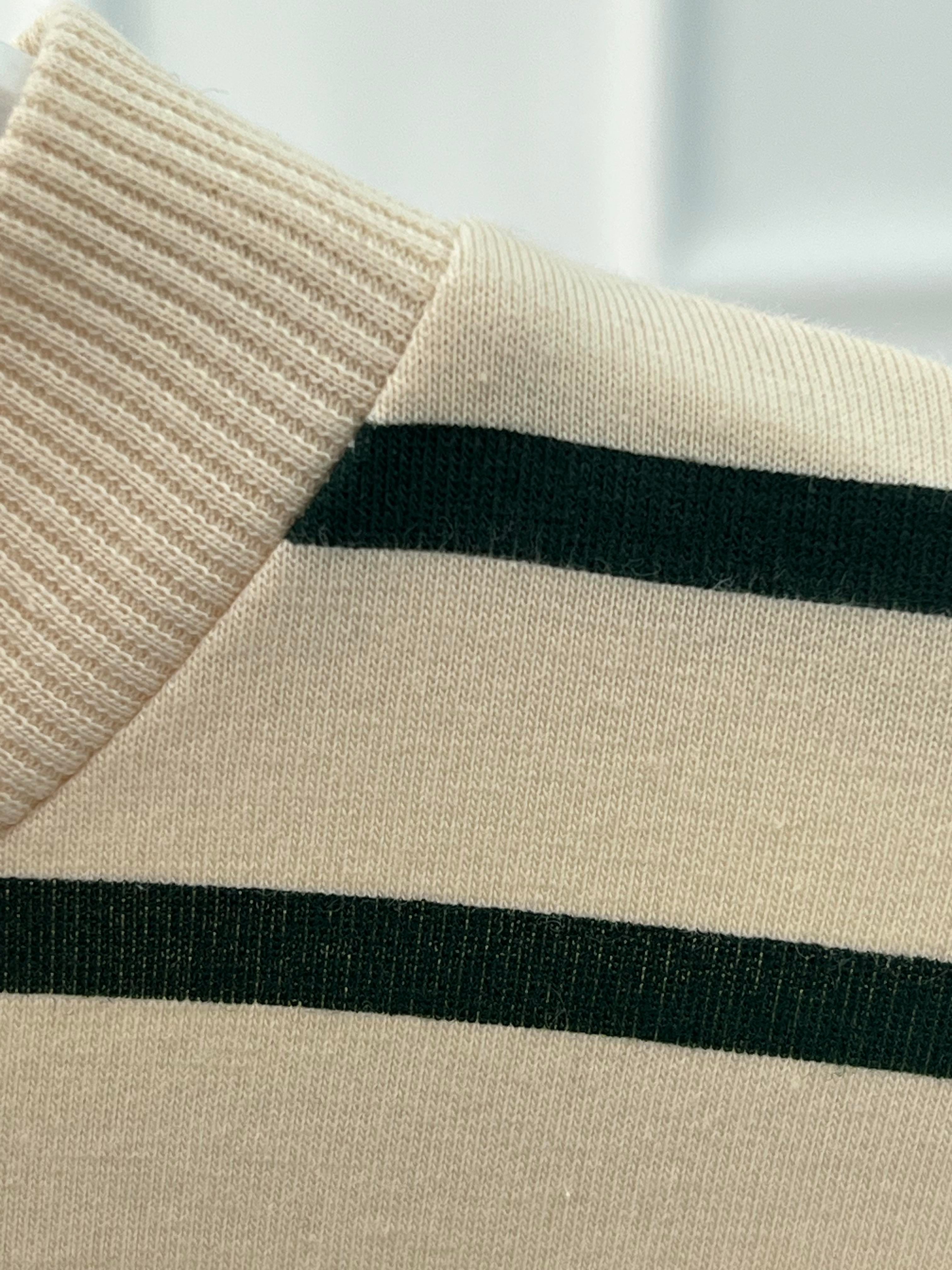 Çizgili Sweatshirt Bej-Yeşil