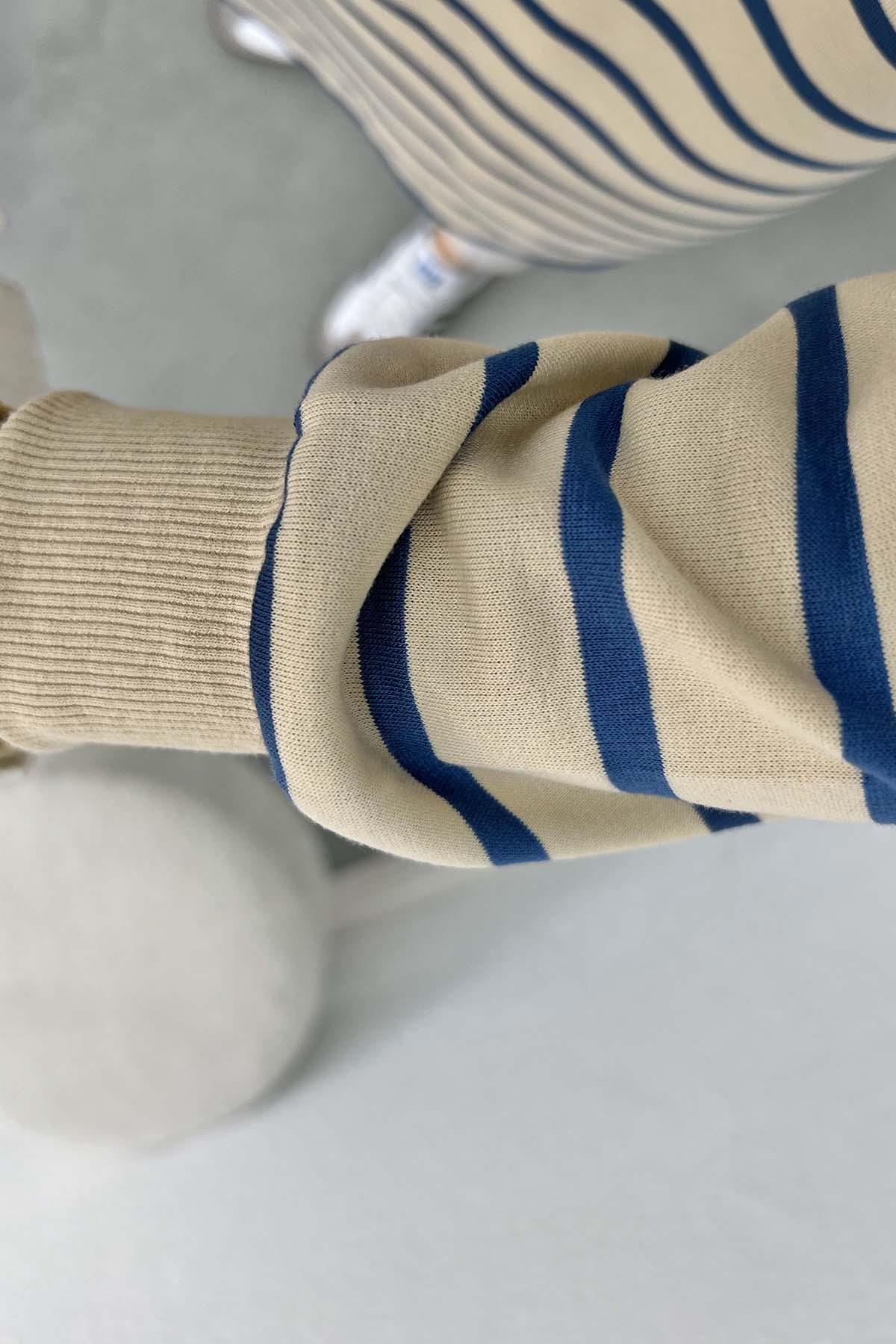 Çizgili Sweatshirt Lacivert