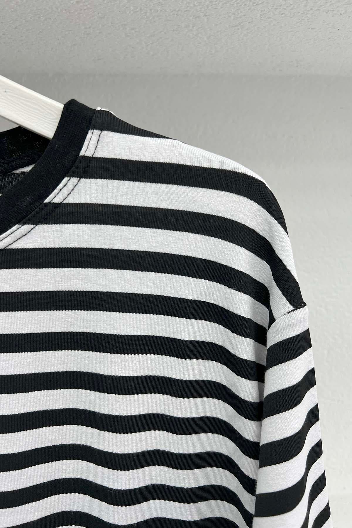 Çizgili T-Shirt Siyah