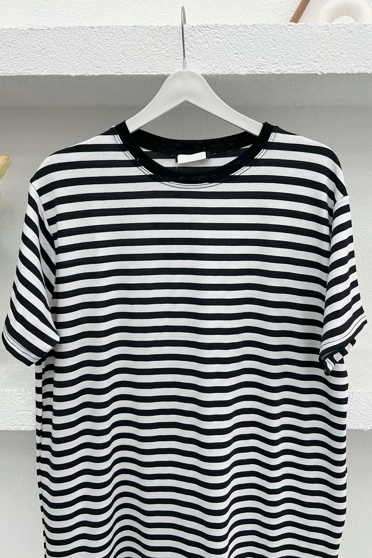 Çizgili T-Shirt Siyah