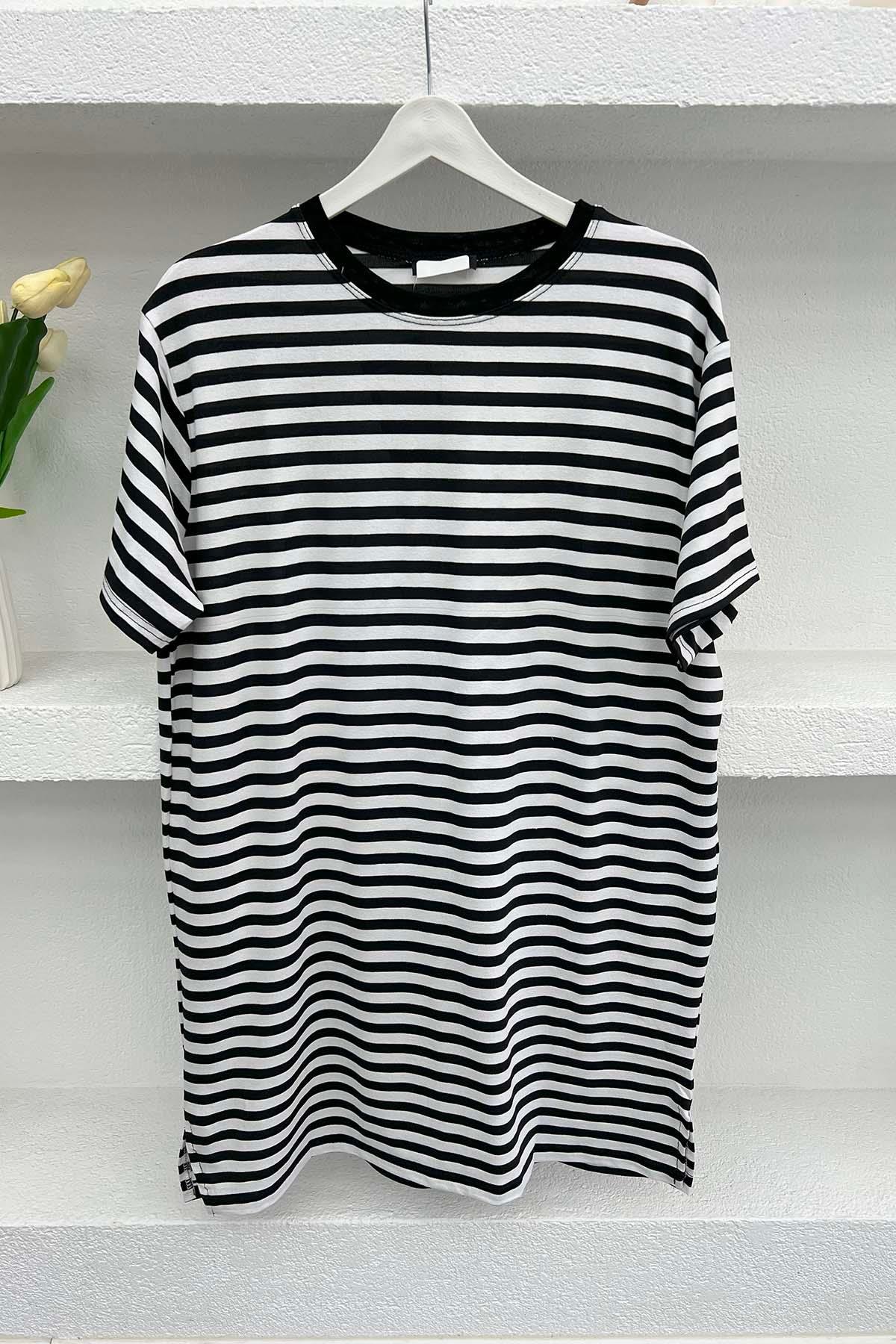 Çizgili T-Shirt Siyah