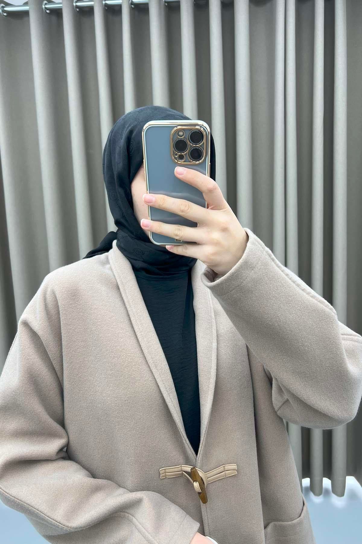 Çoban Düğmeli Kaşe Kaban Kahve