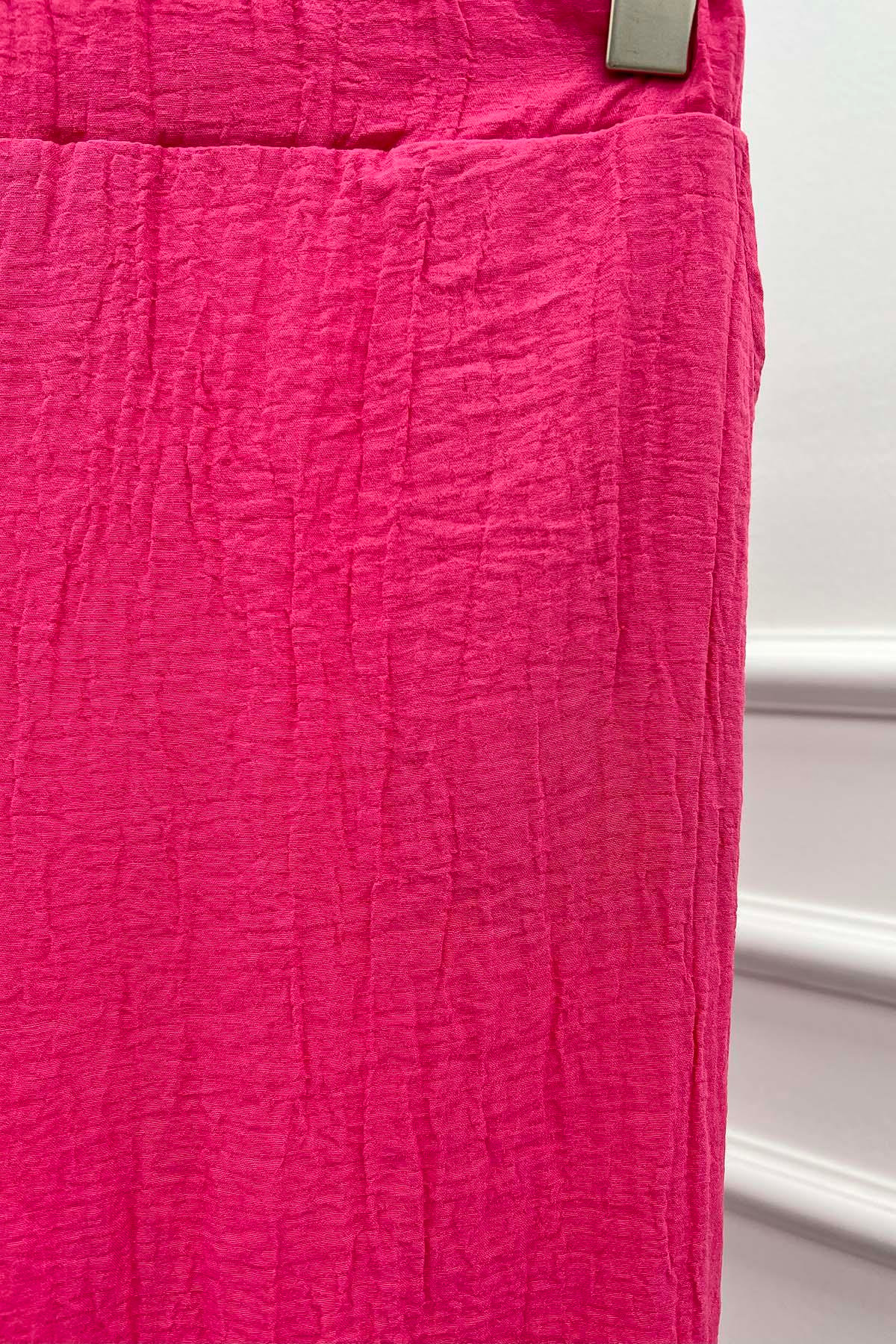 Dar Paça Gofre Pantolon Pembe