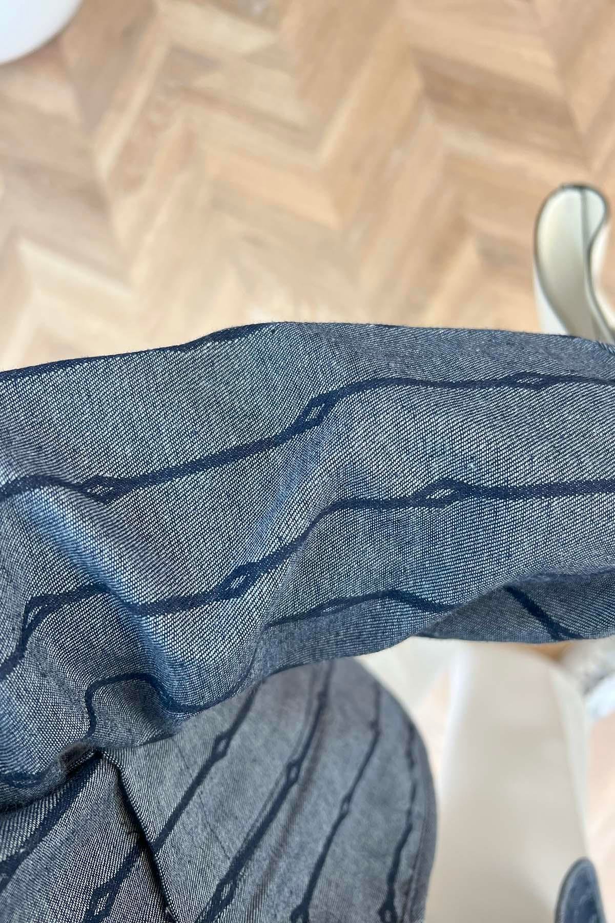 Denim Dokulu Ceket Lacivert