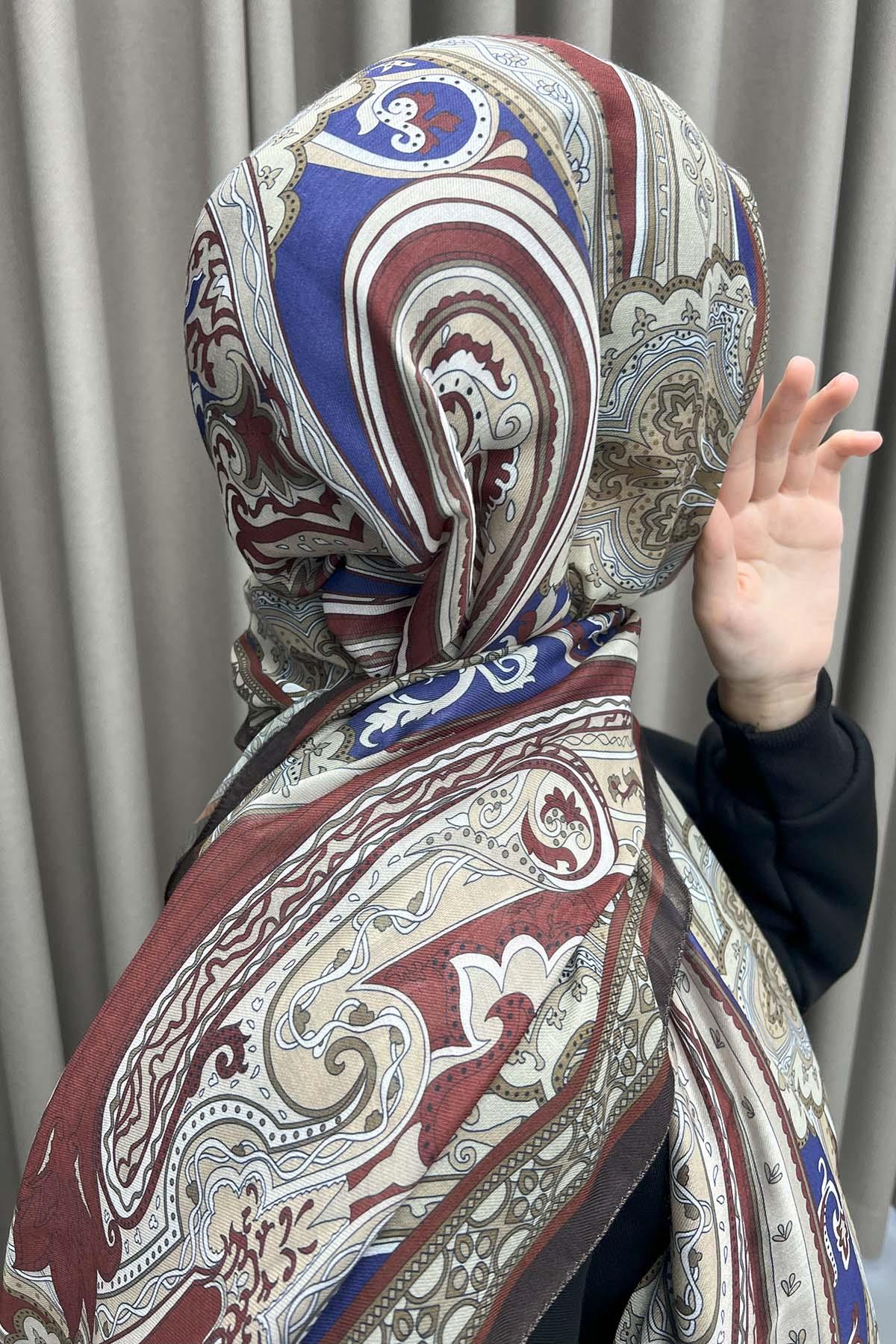 Desenli Etro Şal Bordo