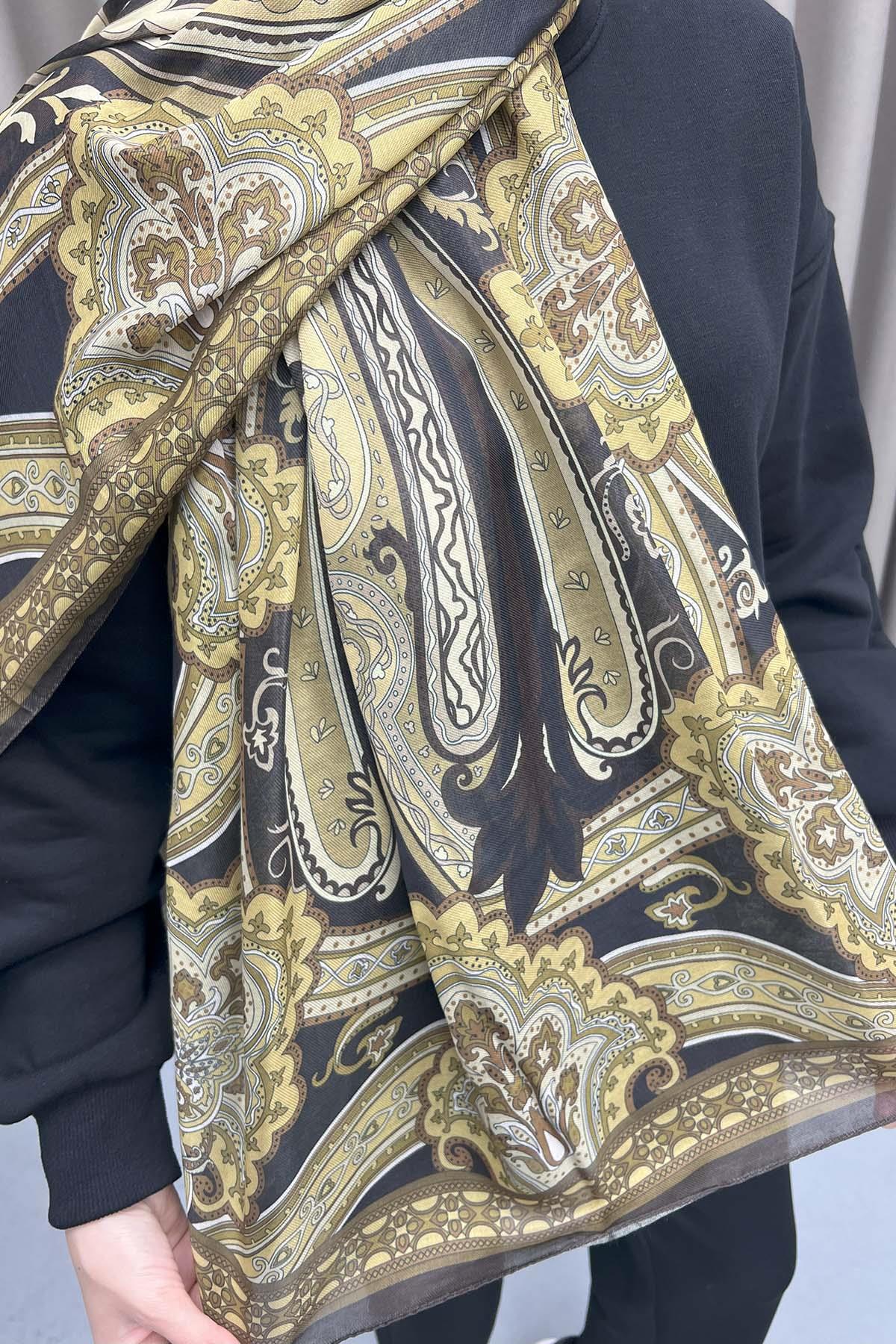 Desenli Etro Şal Hardal